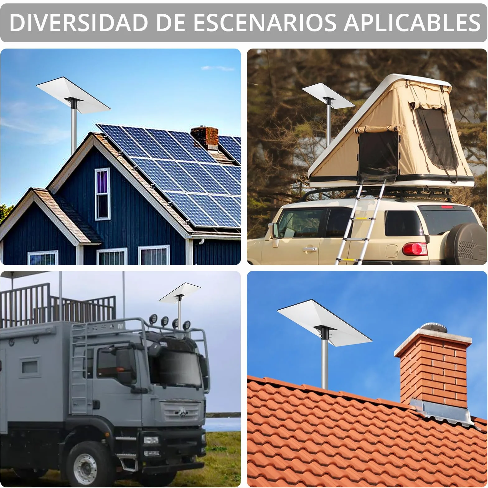 Justech Adaptador para Tubo Starlink Gen 3 Soporte Ajustable 360° + 20° Inclinación Aleación de Aluminio Compatible con Diámetro 25-53mm | Instalación en Techo/Pared/Suelo, Diseño Sin Tuercas