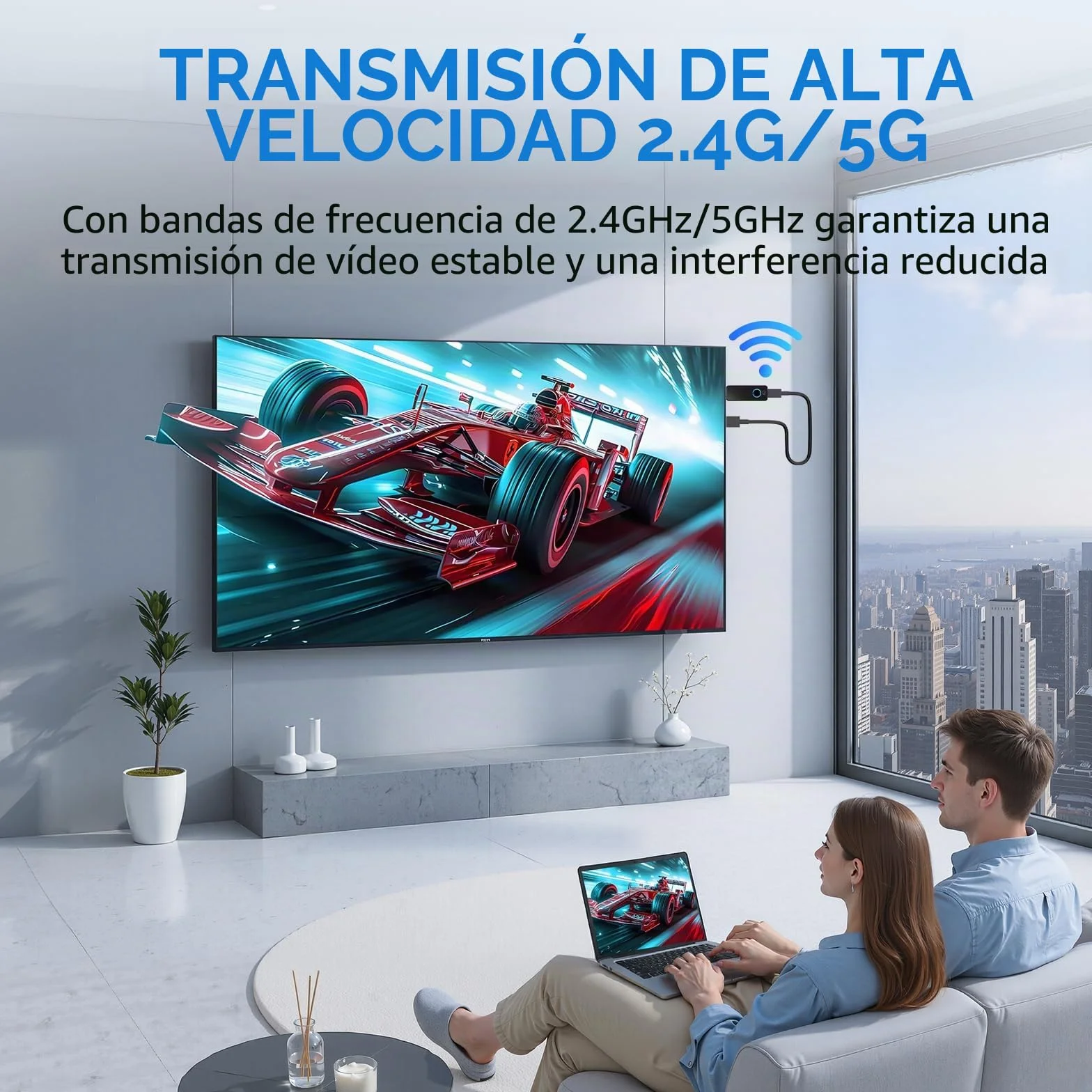 Adaptador HDMI Inalámbrico Miracast WiFi Dongle para TV Proyector con Airplay DLNA Compatible iOS Android Windows