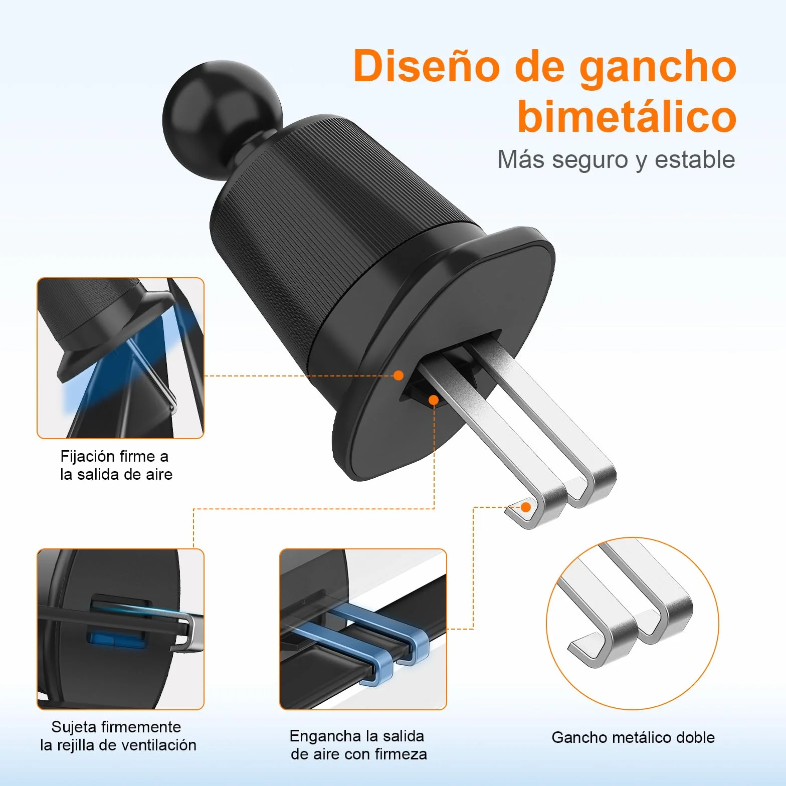 GRIFEMA Soporte Móvil Coche Rejilla Ventilación Cierre Automático Rotación 360° Compatible 4,7-7 Pulgadas
