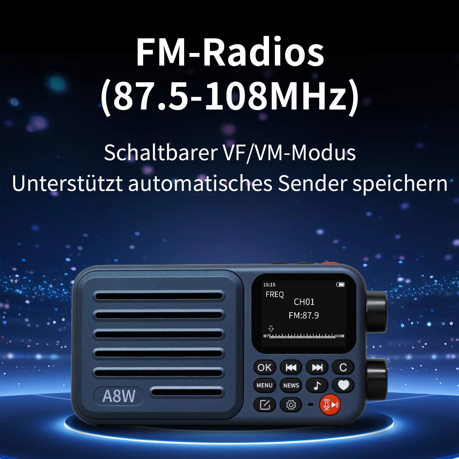 Choyong A8W - Receptor de radio inteligente por Internet WIFI/4G, altavoz con FM, tarjeta micro SD, radio de todo el mundo, para casa con WiFi, radio digital, Choyoung A8W