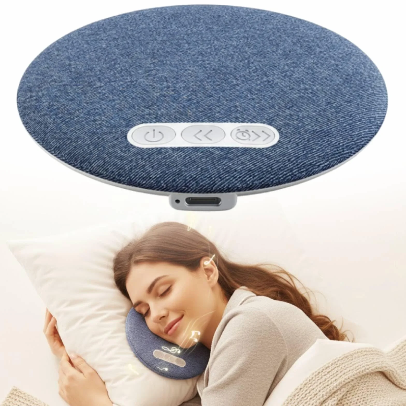 Altavoz inalámbrico para dormir debajo de la almohada, ruido blanco, temporizador