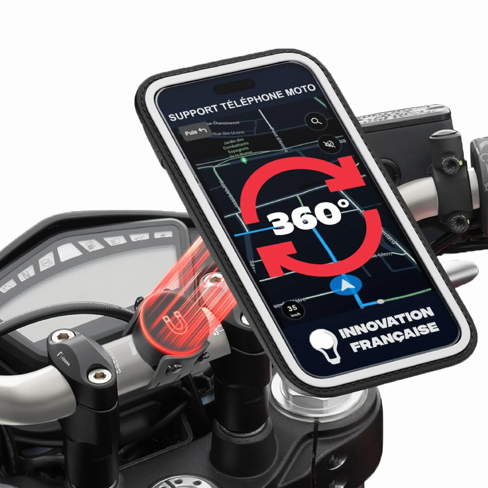 Shapeheart Funda Impermeable Táctil XL Soporte Móvil Moto Magnético Universal para Manillar
