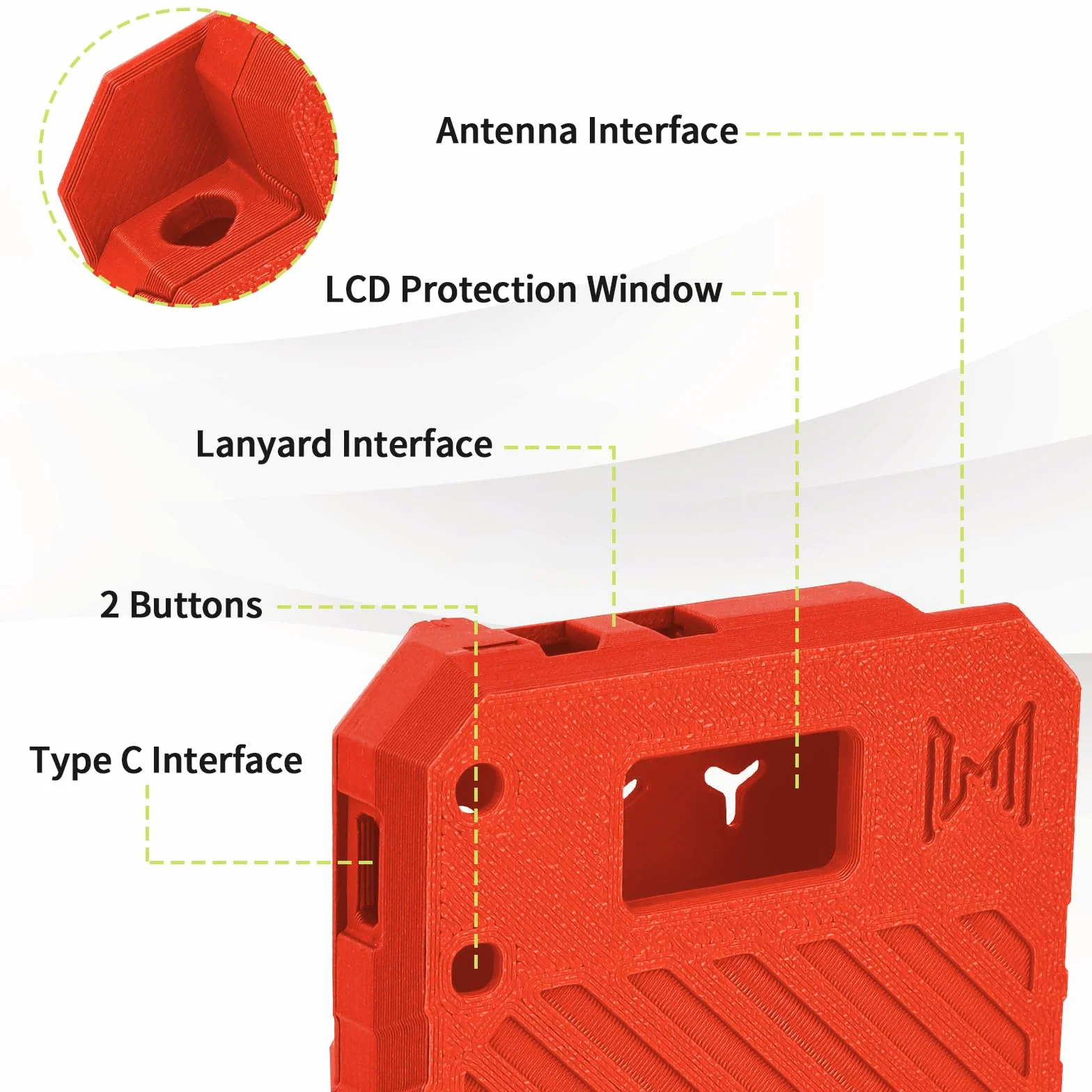 Carcasa Heltec V3 ESP32 LoRa placa de desarrollo con conector antena interfaz tipo C rojo