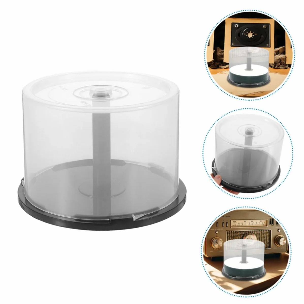 3 Cubos Organizadores para Almacenamiento de CD y Dvd, Contenedores Plásticos Transparentes de 5,5 X 3,1 Pulgadas, Capacidad 50 Discos, para Hogar y Oficina, Estuche Compacto