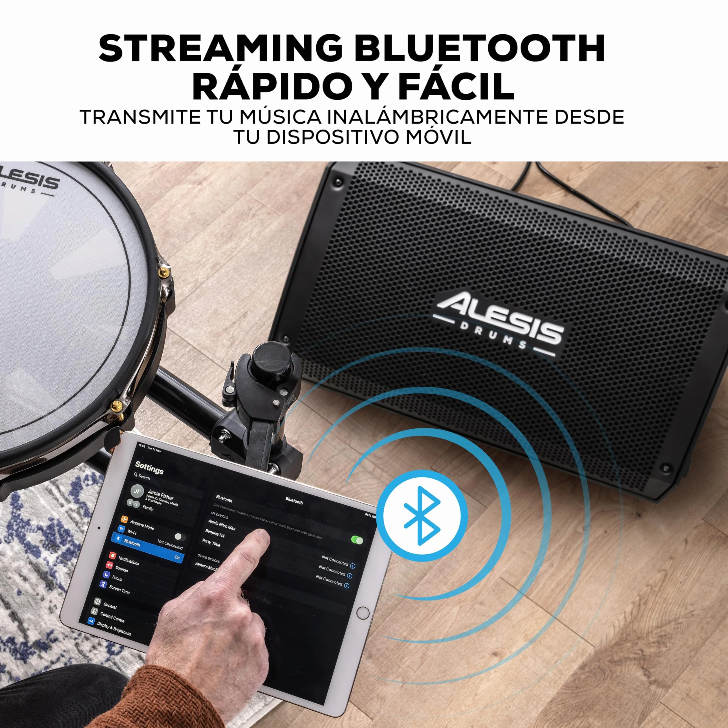Alesis Strike Amp 12 MK2 - Altavoz Amplificador de 2500W para batería electrónica con Bluetooth, woofer 12", conmutador EQ HPF y conmutador Ground-Lift