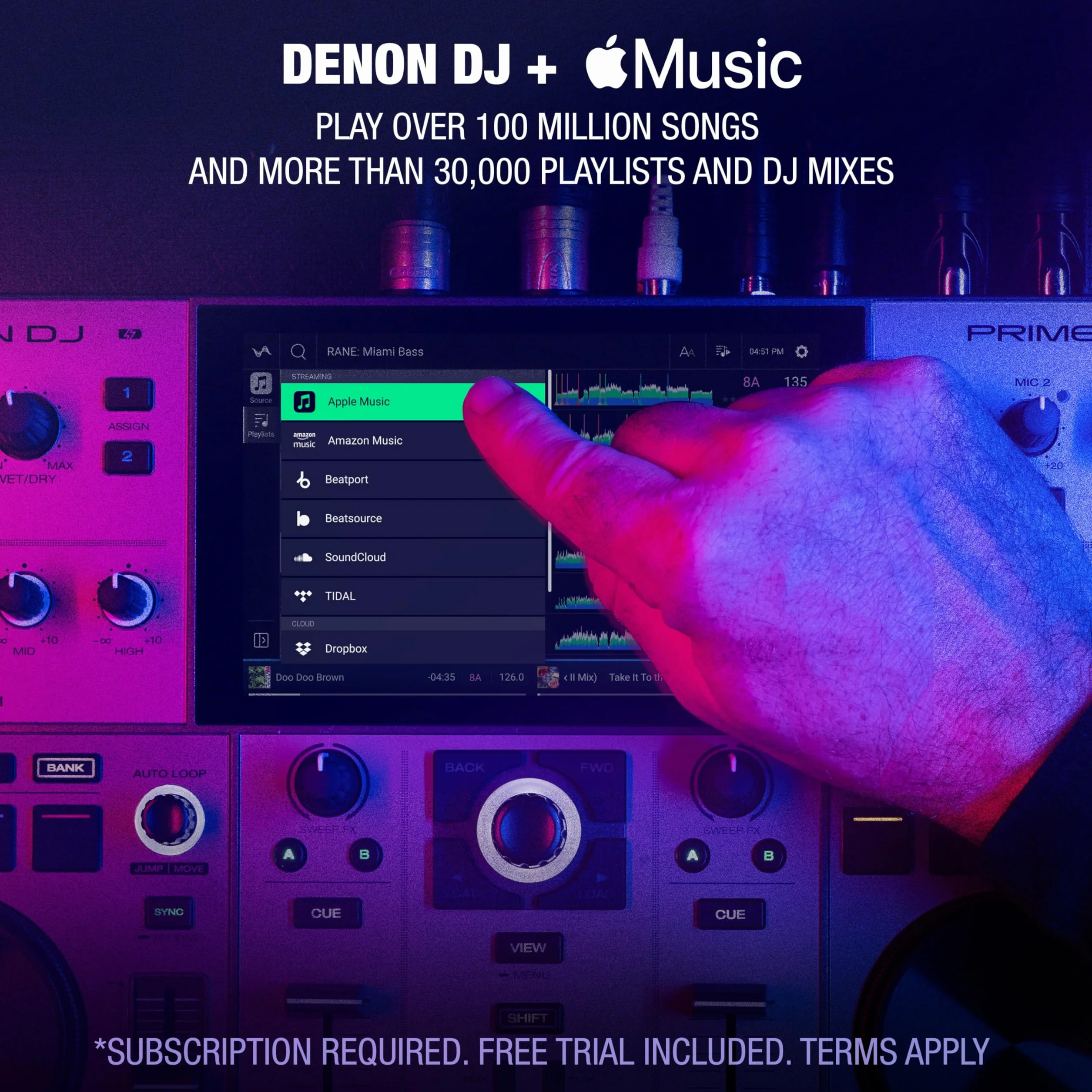 Denon DJ PRIME GO+ Controlador DJ Portátil Autónomo con Bateria Recargable, Pantalla de 7", Mezclador con Separación de Stems, Streaming por Wifi y Bluetooth