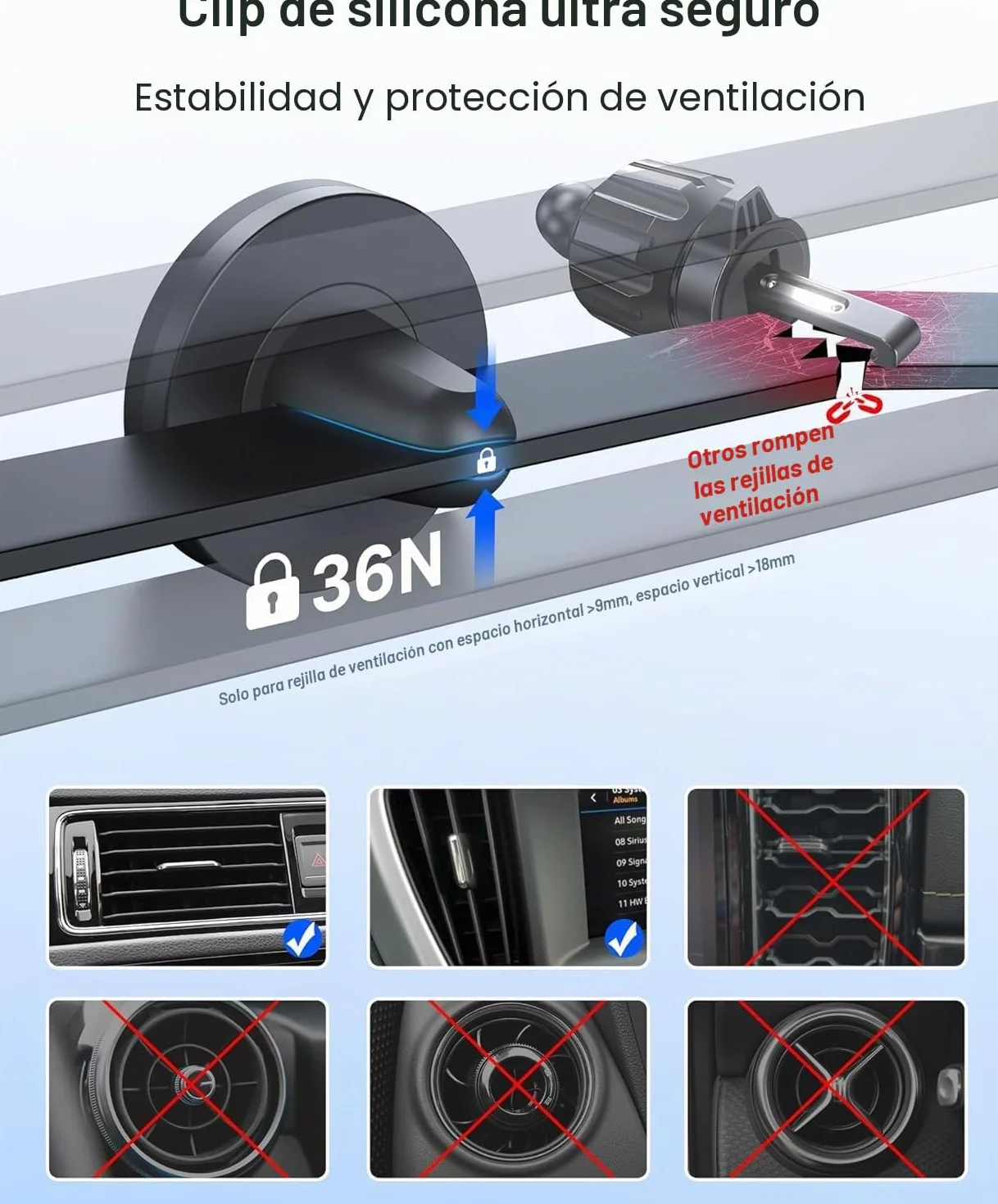 YOSH Soporte Movil Coche Iman, Soporte Magnetico Telefono Coche para Aire Ventilacion, Imanes Mejorados Mas Fuertes & Super Estable, Compatible con iPhone Samsung Huawei, Incluye Placas Metalicas