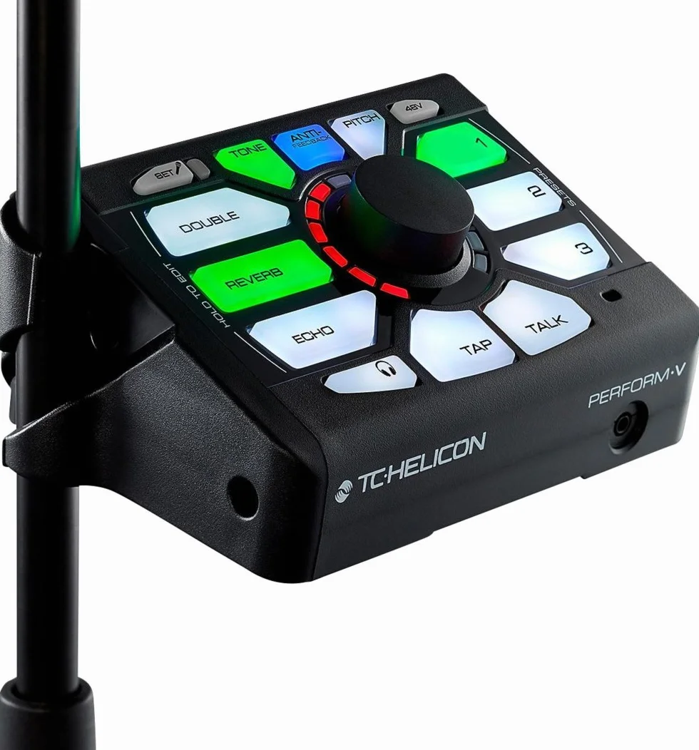 TC Helicon PERFORM-V Procesador vocal de montaje en soporte de micrófono Ultimate para un sonido de calidad de estudio rápido y fácil con efectos ampliables