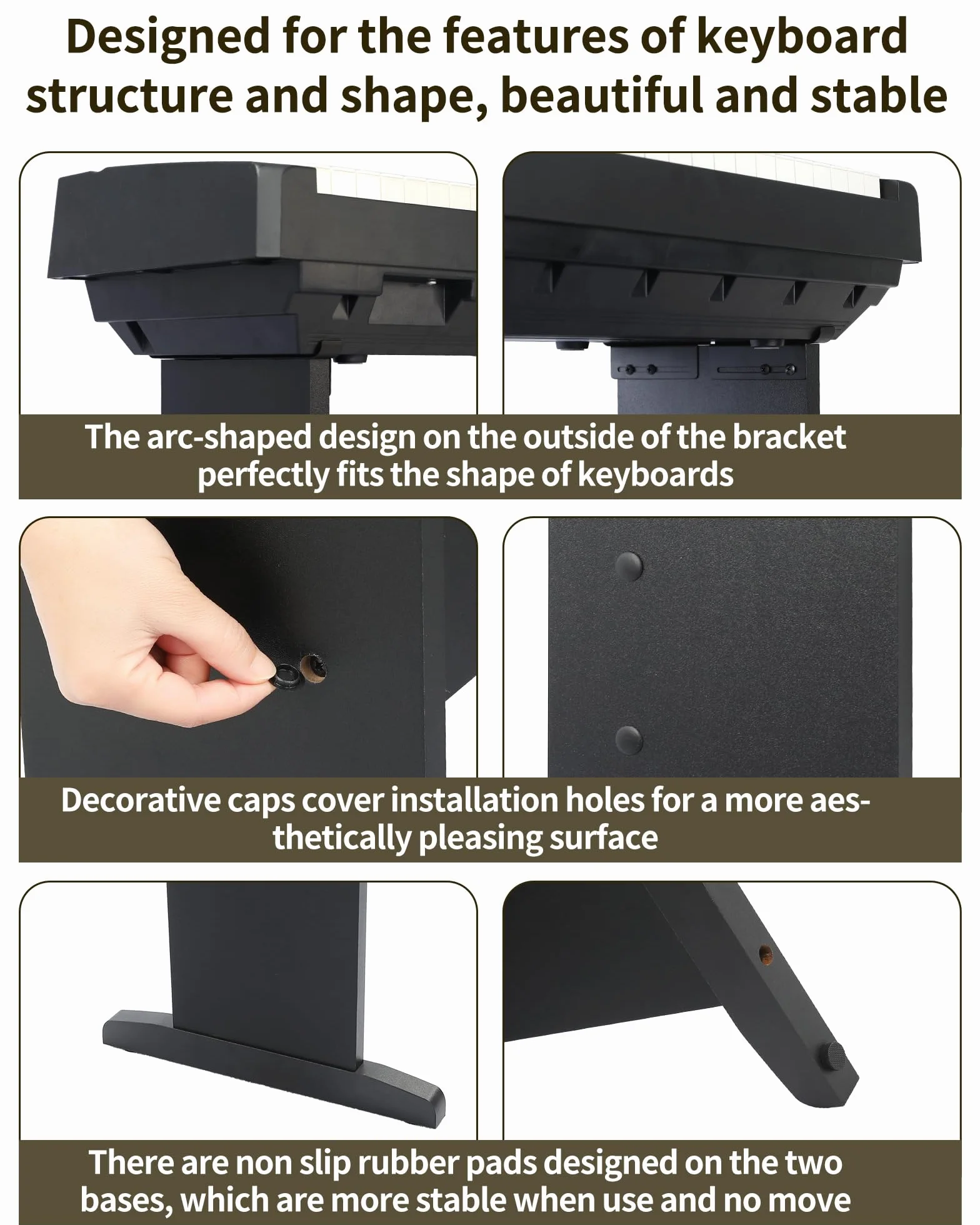 Soporte universal para teclado de piano de 76/88 teclas, soporte de madera compatible con YMH P Series, CSO PX Series, RLD FP Series, teclados de pianos digitales 2 en 1 (negro, M)