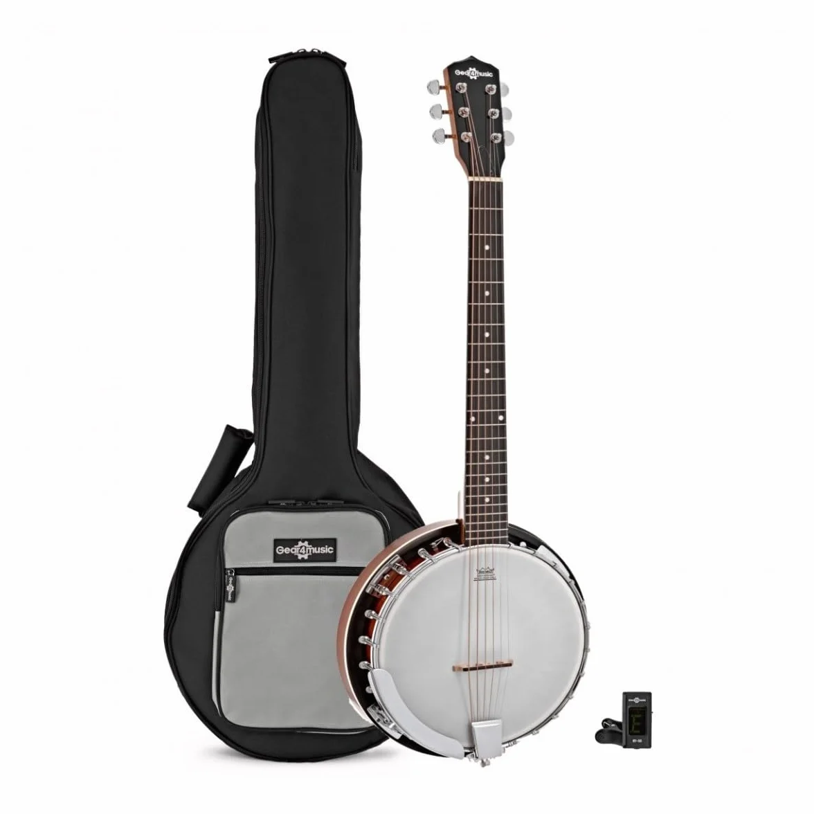 Gear4music Guitarra Banjo 6 Cuerdas con Funda y Afinador de Clavijero