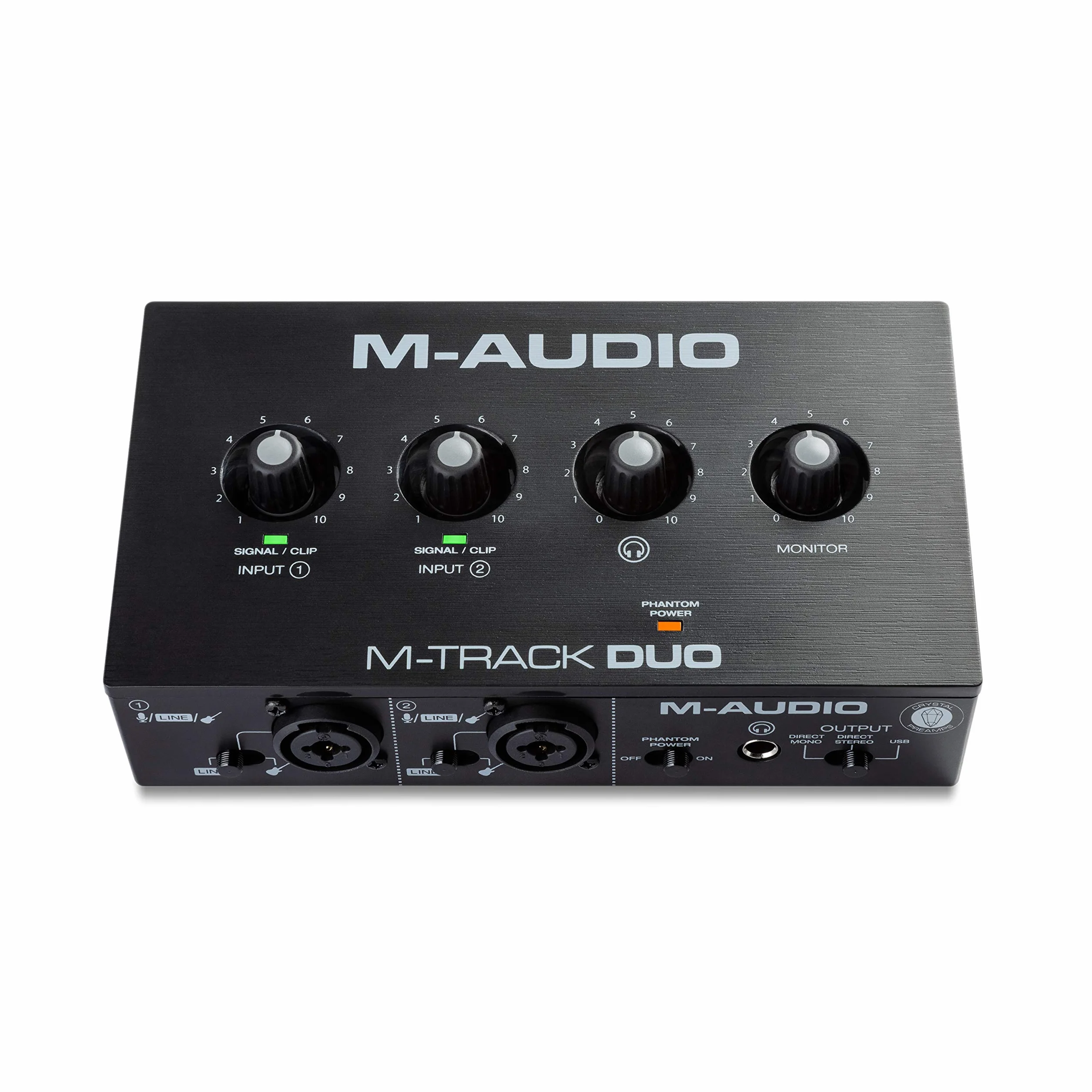 M-AUDIO M-Track Duo Interfaz Audio, Tarjeta de Sonido USB para Grabación, Transmisión, Podcasting con Entradas XLR, Línea y DI, Así Como un Paquete de Software