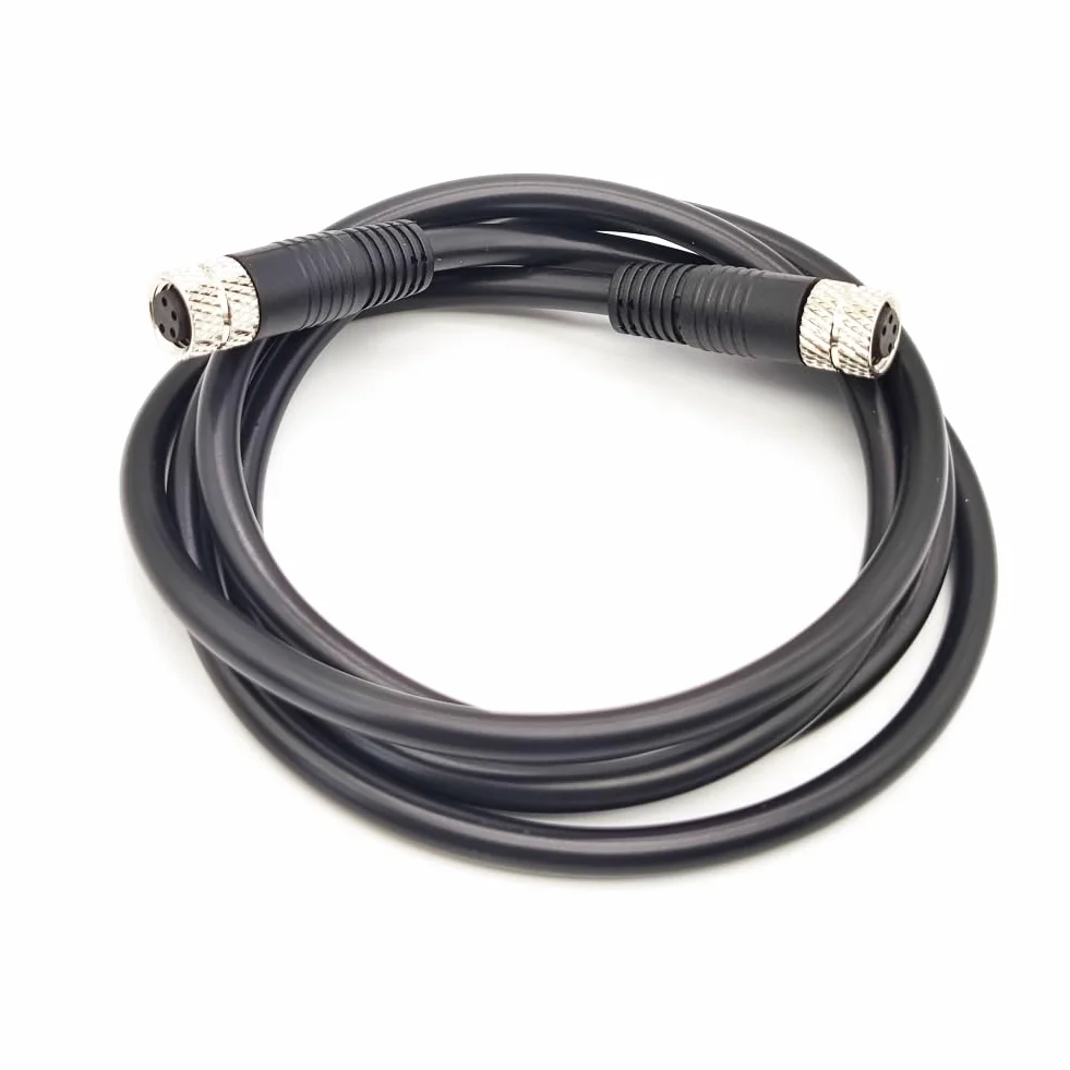 M8 4 Polos Hembra a Macho Cable Recto Código A Sensor Aviación PVC 30V 3A CC Moldeado Industrial
