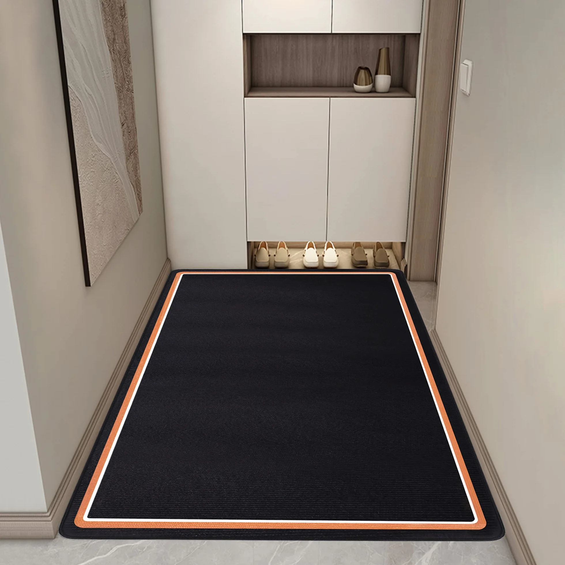 OUUTMEE 182x122cm Tambores Alfombra,Alfombra de batería eléctrica, Rectangular Profesional Negro+Borde Naranja