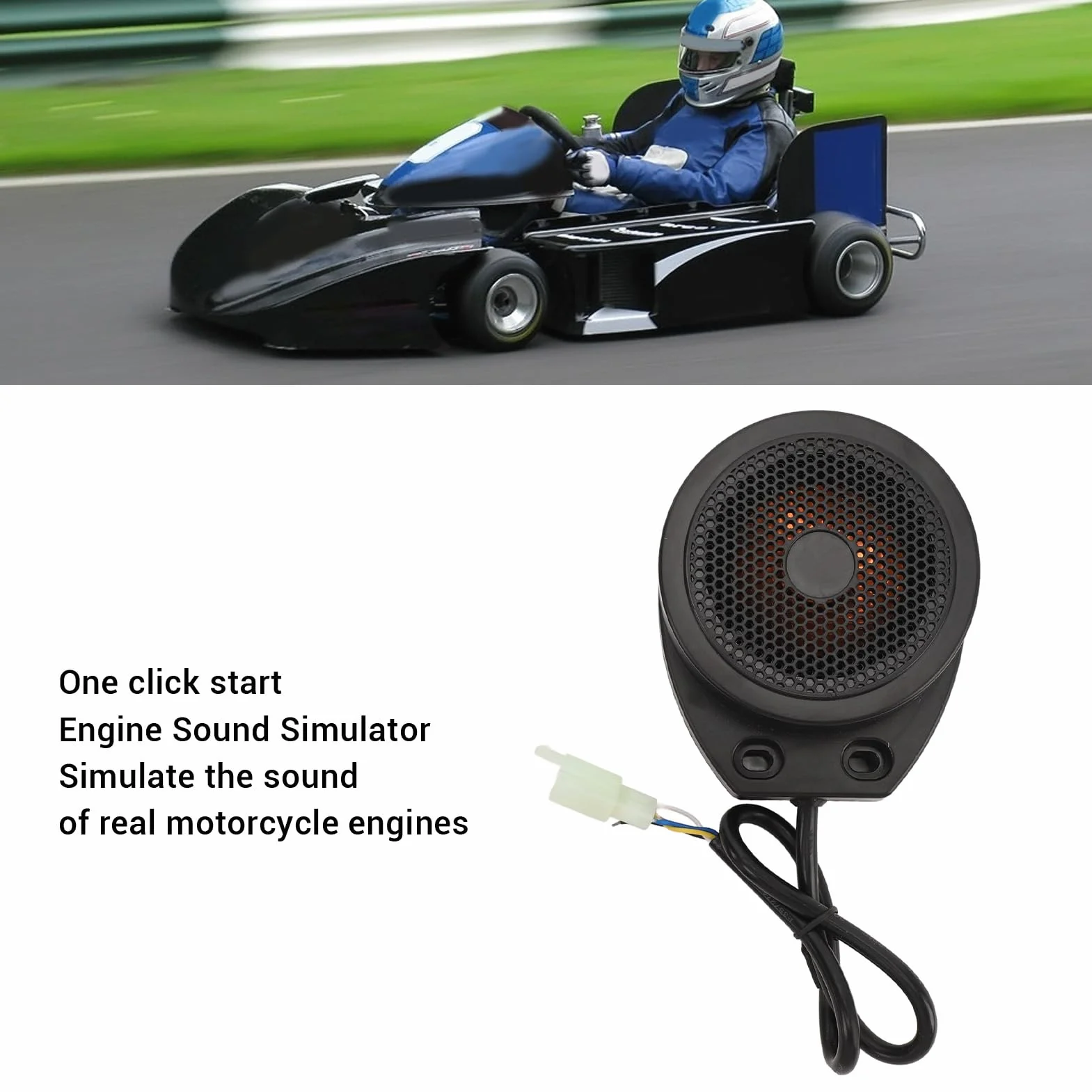 Walfront Simulador de Sonido de Motocicleta, Material ABS, Efecto de Sonido de Motor de 110 DB para Vehículos Eléctricos, Scooters y Karts