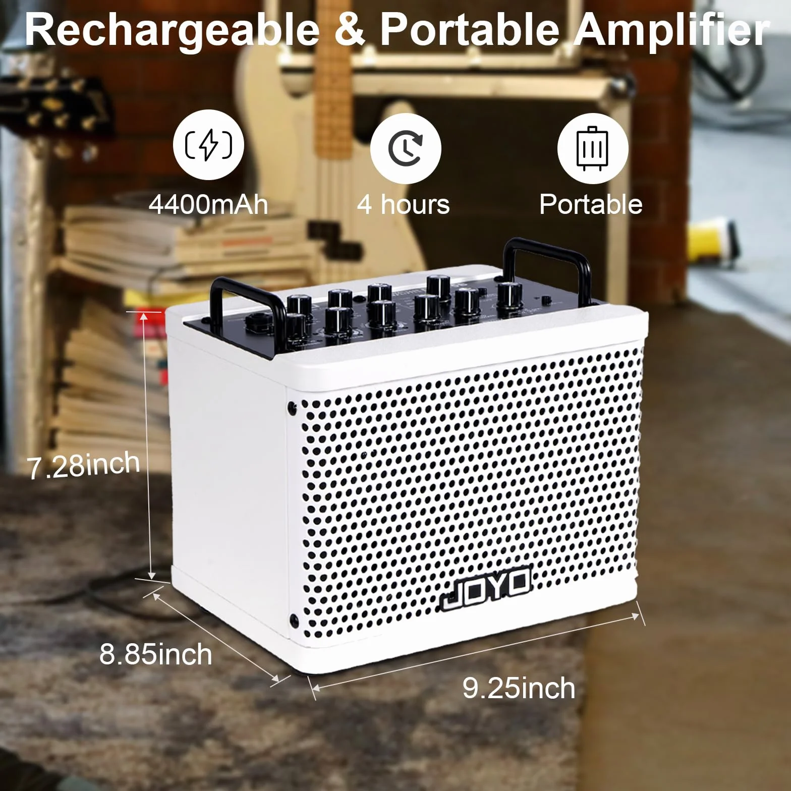 JOYO Combo de amplificador de graves portátil de 15 W | 9 modelos de amplificador + 6 modulaciones FX + Looper y máquina de tambor | Batería recargable | Modelado digital | para práctica de bajista