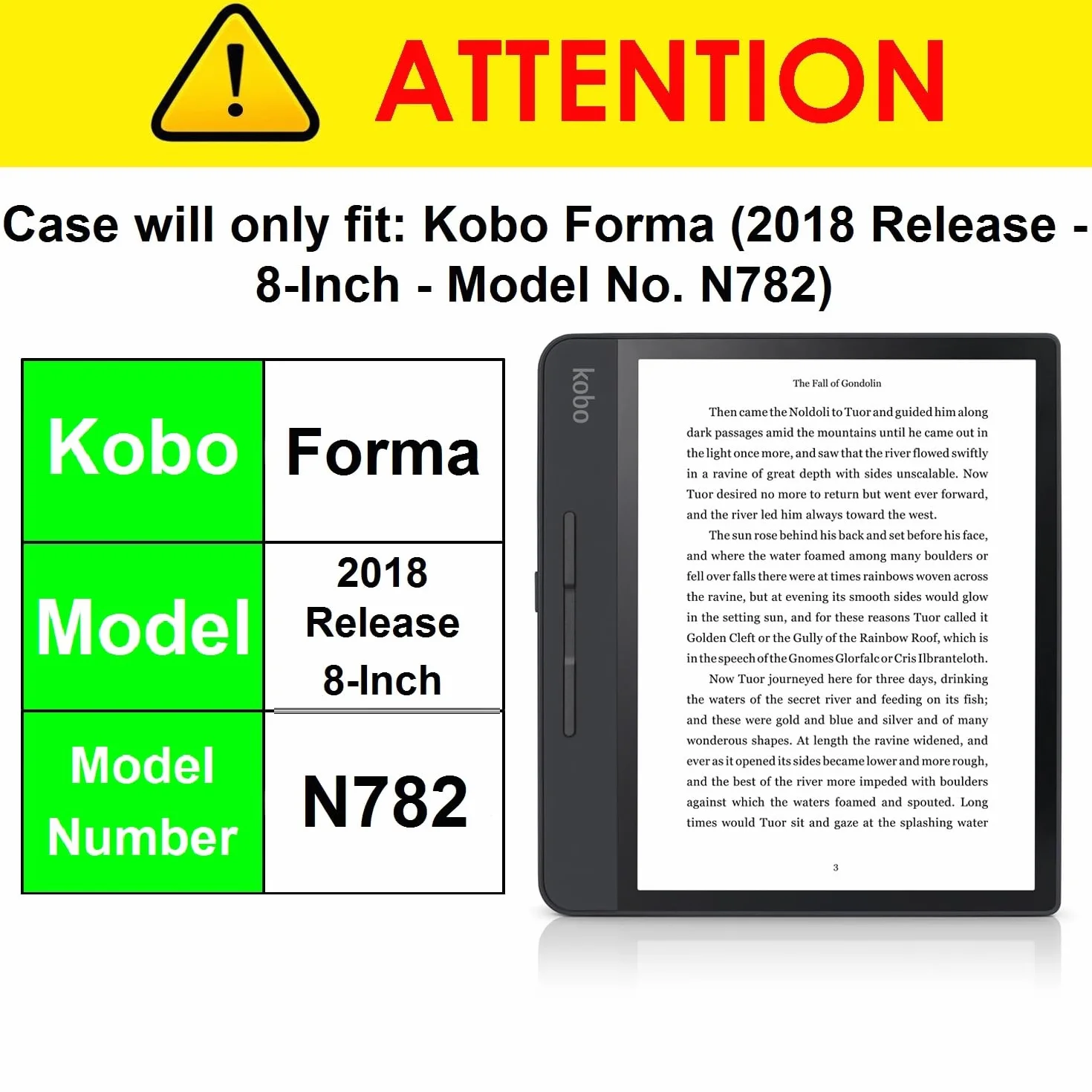 Forefront Cases Funda para Kobo Forma (Modelo 2018) - Delgado, Ligera y Protectora - Smart Auto Sueño Estela Función - Negro