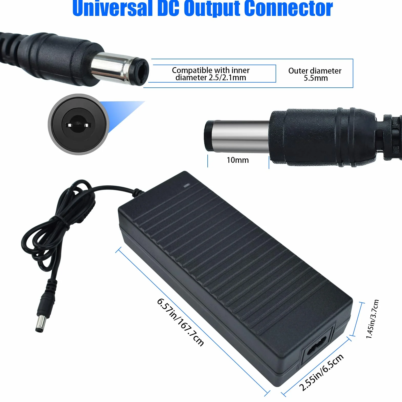Adaptador de Corriente AC 100-240V a 24V 5A Transformador 120W Fuente de Alimentación Universal con Enchufe de 5.5 x 2.5 mm para Tiras LED, Cámaras, DVD, Pantallas LCD y Otros
