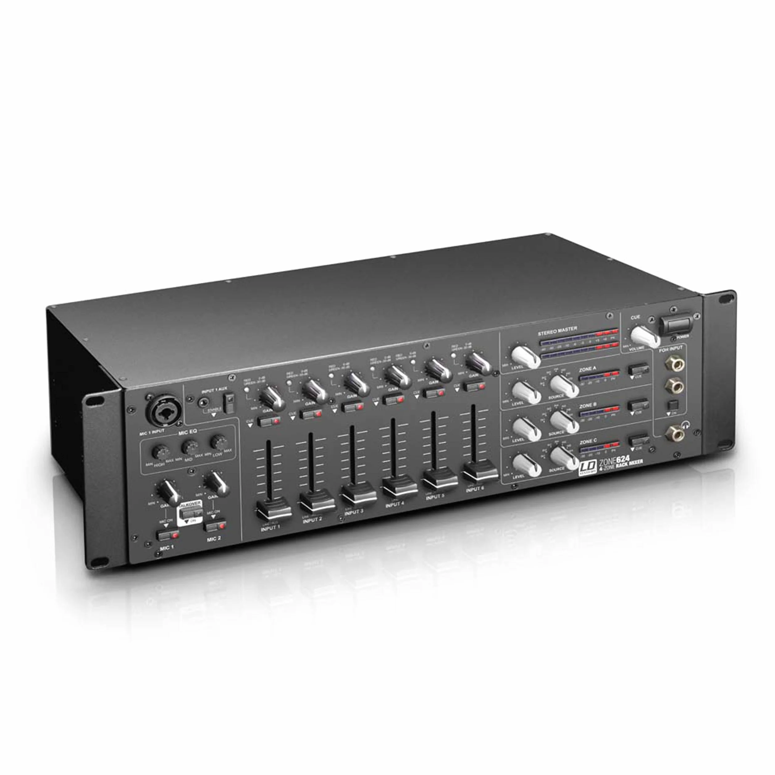 LD Systems ZONE 624 - Mezclador de 4 zonas, formato 19" 3 U