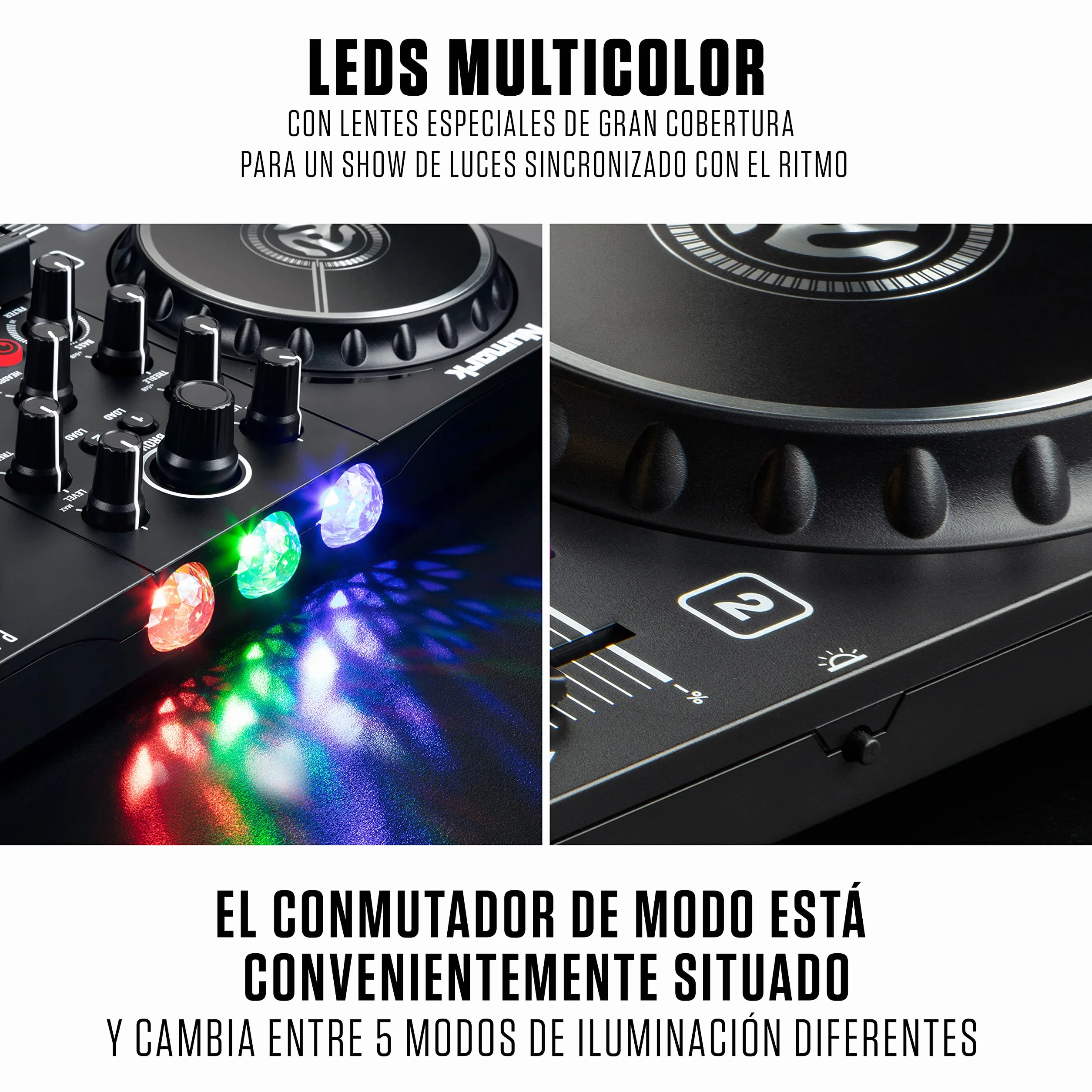 Numark Party Mix II Controladora DJ, Mesa de Mezclas Con Luces Integradas, Mezclador DJ e Interfaz Audio, Con Serato DJ Lite