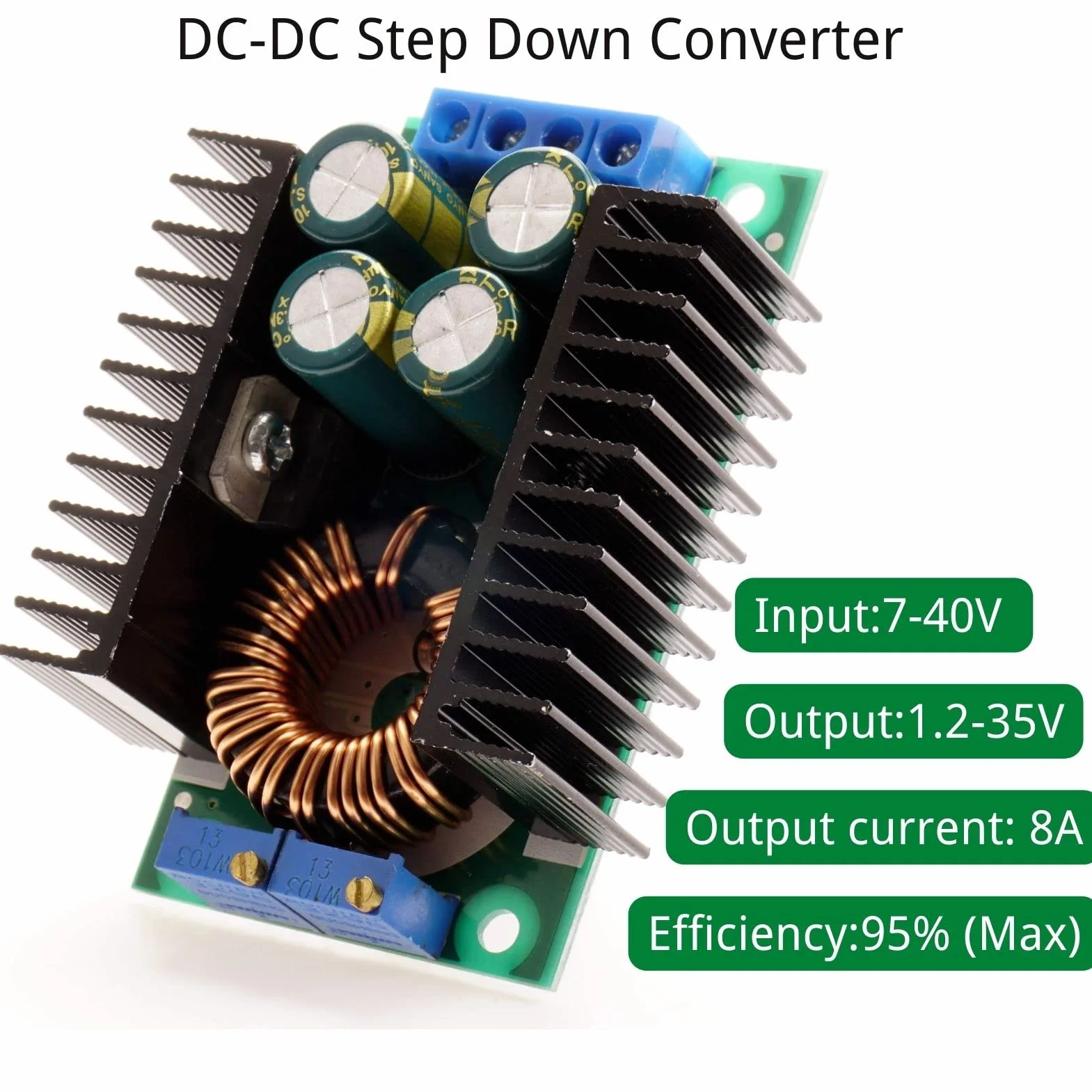 Buck Converter DC-DC Convertidor 7-40V a 1.2-35V Fuente alimentación ajustable 300W Buck Converter 12V 24V Módulo de Potencia