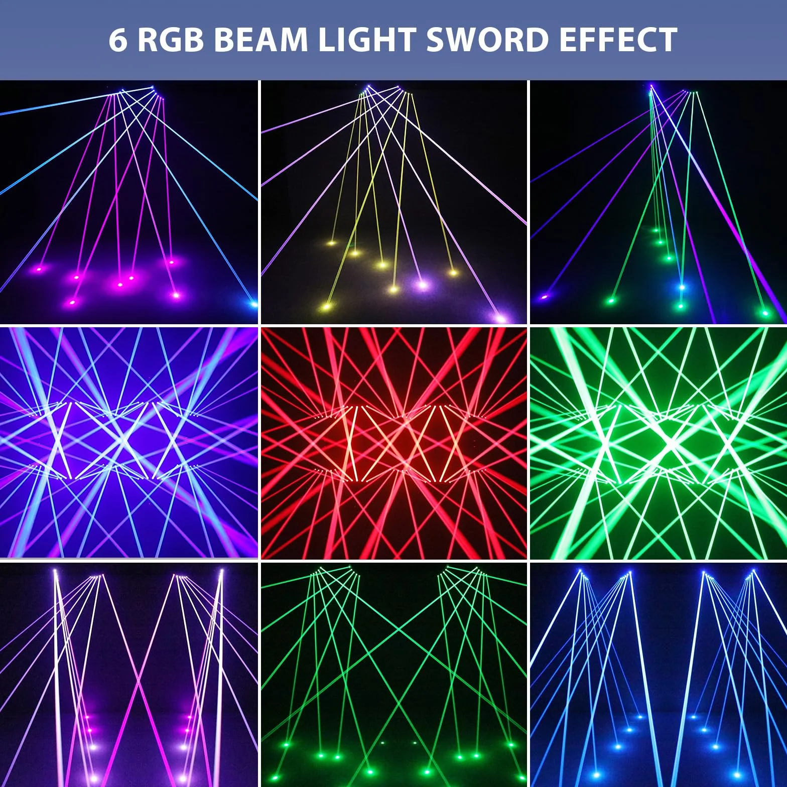 6-RGB Cabeza Móvil LED Beam Luz Discoteca DMX512 Iluminación de Escenario Focos de Efecto para Fiesta DJ Clubes Navidad