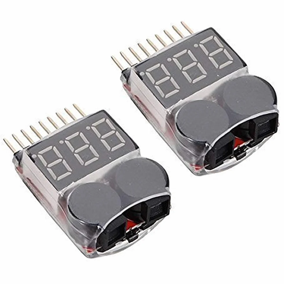 zalati Comprobadores de batería Lipo 2 piezas RC 1-8s batería Lipo alarma de bajo voltaje zumbadores recordatorios con pantalla LED para batería Lipo, Li-Ion, LiMn, Li-Fe