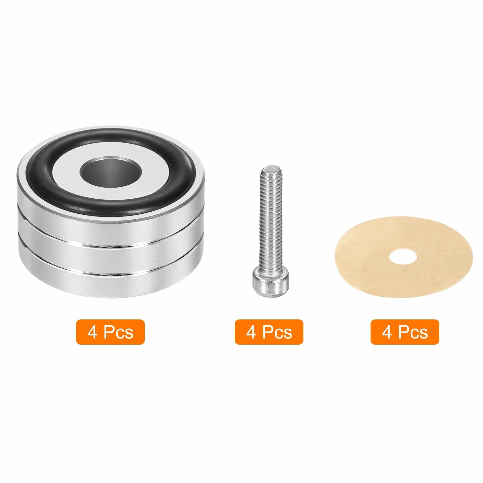 QUARKZMAN 4 Pcs Almohadilla De Aislamiento Para Subwoofer, 40x20mm Patas De Aislamiento Para Altavoces Púas De Aislamiento Para Altavoces Almohadilla De Aislamiento, Tornillos M4 Plateados