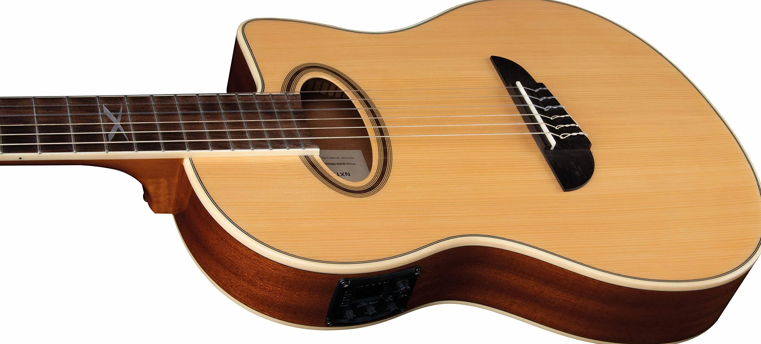 EKO GUITARS – NXT NYLON N100CE NATURAL, Guitarra Clásica Cutaway Electrificada, Tapa de Abeto, Aros, Fondo y Mástil de Caoba, Diapasón de Roupanà Sudamericano, Escala 650 mm, Color Natural