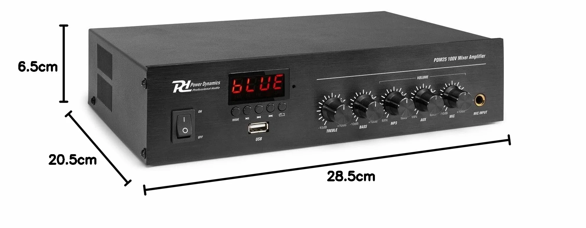 Power Dynamics - Pack de Sonido 100V con 4 Altavoces de Techo de 5" Blancos, Amplificador Bluetooth PDM25, Radio FM, MP3 USB y 50m de Cable. Ideal para oficinas, Tiendas, restaurantes, oficinas, etc.