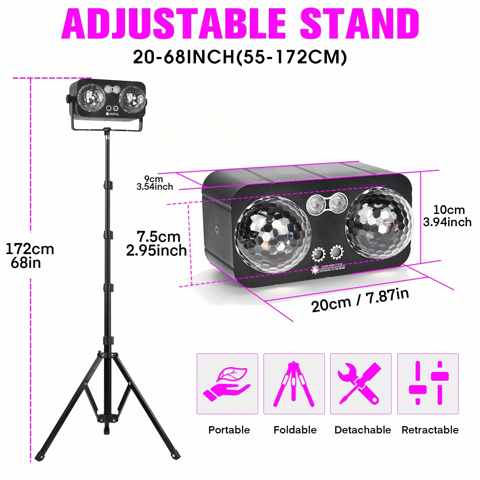 Juego de luces para noche 6 en 1 con trípode y mando a distancia, juegos de luces dj LED portátiles para fiestas, DJ, fiestas, escenas y eventos en casa