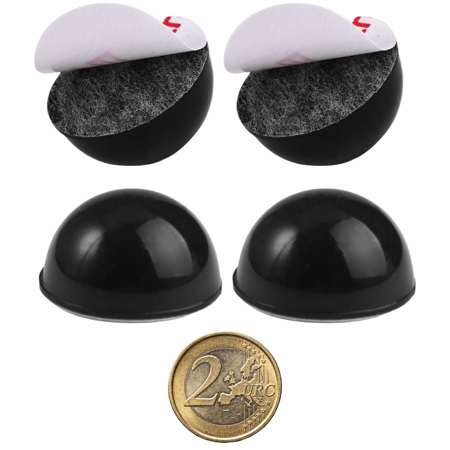 Almohadillas de Goma Hemisféricas Autoadhesivas 18x10mm Negro Amortiguadoras Antideslizantes 50 Piezas
