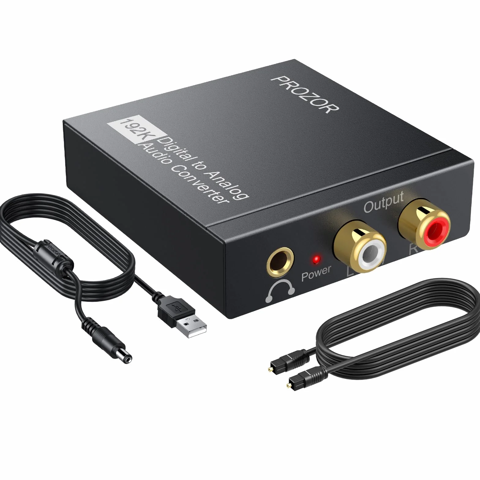 PROZOR DAC Convertidor Digital a Analógico 192kHz Adaptador Audio Óptico Toslink Coaxial a RCA L/R 3.5mm Jack Digital a Analógico Soporte PCM/LPCM para HDTV PS3 PS4 DVD BLU-Ray Amplificador AV