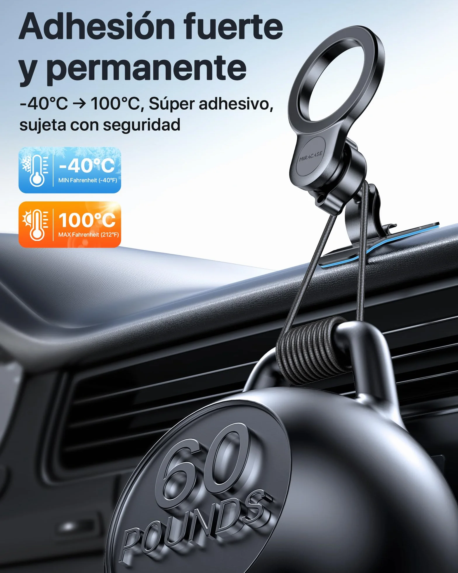 Miracase 2 en 1 Soporte Móvil Coche Magnético MagSafe 360° Rotación para iPhone 17 16 15 14 13 12 Pro MAX