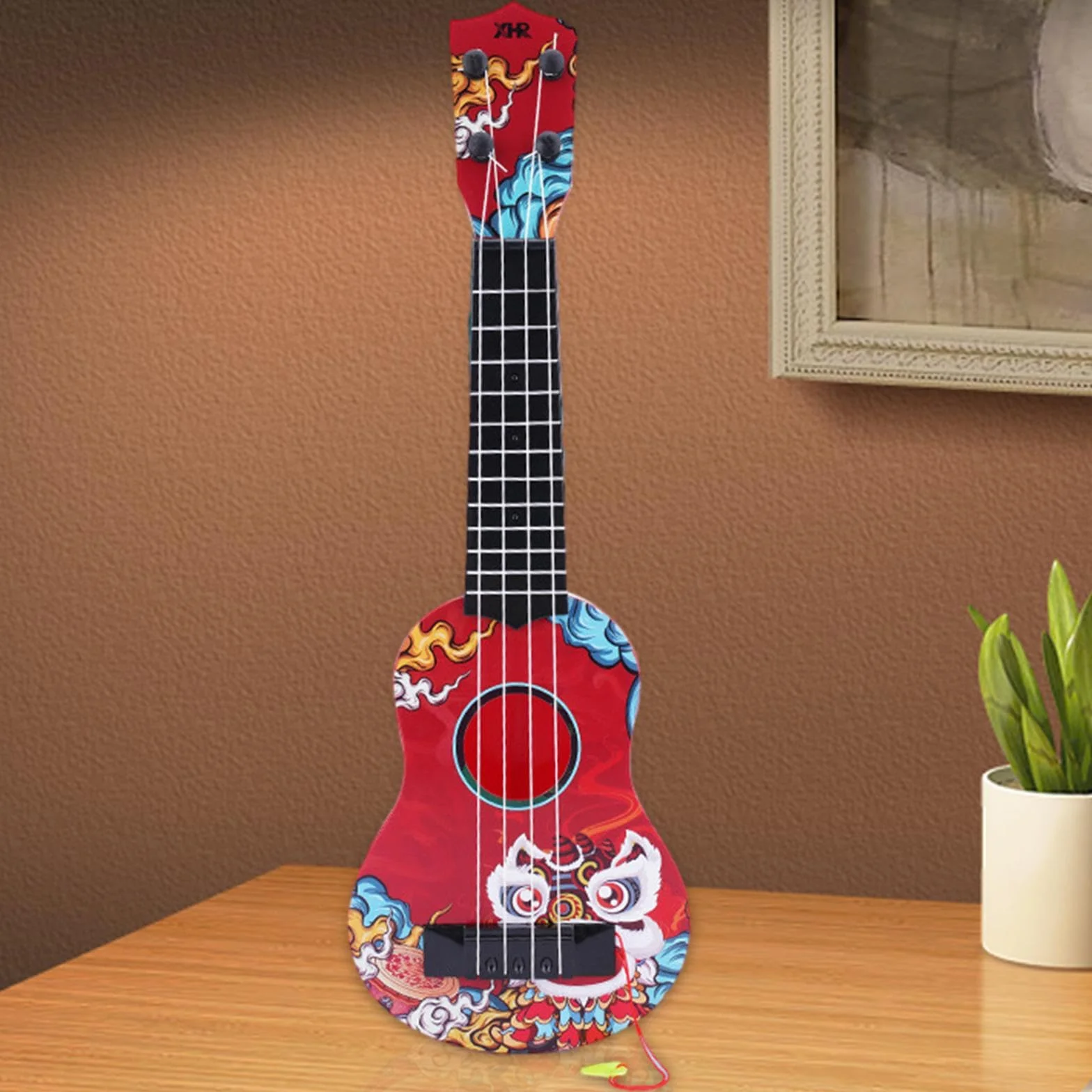 Ukelele Infantil, Juguete Musical, Instrumento de Cuatro Cuerdas, Material Didáctico para Niños Pequeños, Afinable, Compacto, Portátil, Perfecto para, Rojo