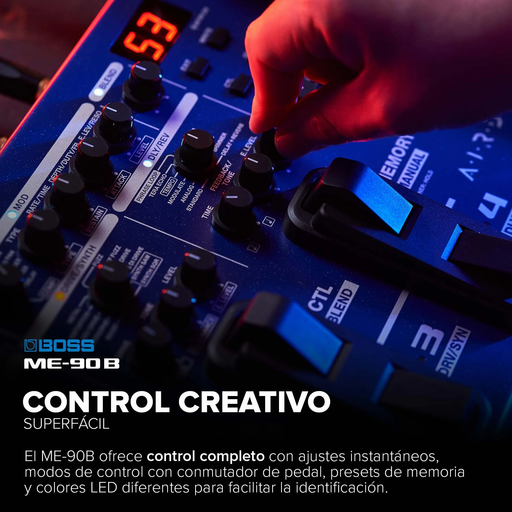 Multiefectos de bajo BOSS ME-90B | Procesador de bajo todo en uno | 10 modelos de ampli AIRD integrados | 61 efectos procedentes de la biblioteca de efectos de bajo de BOSS