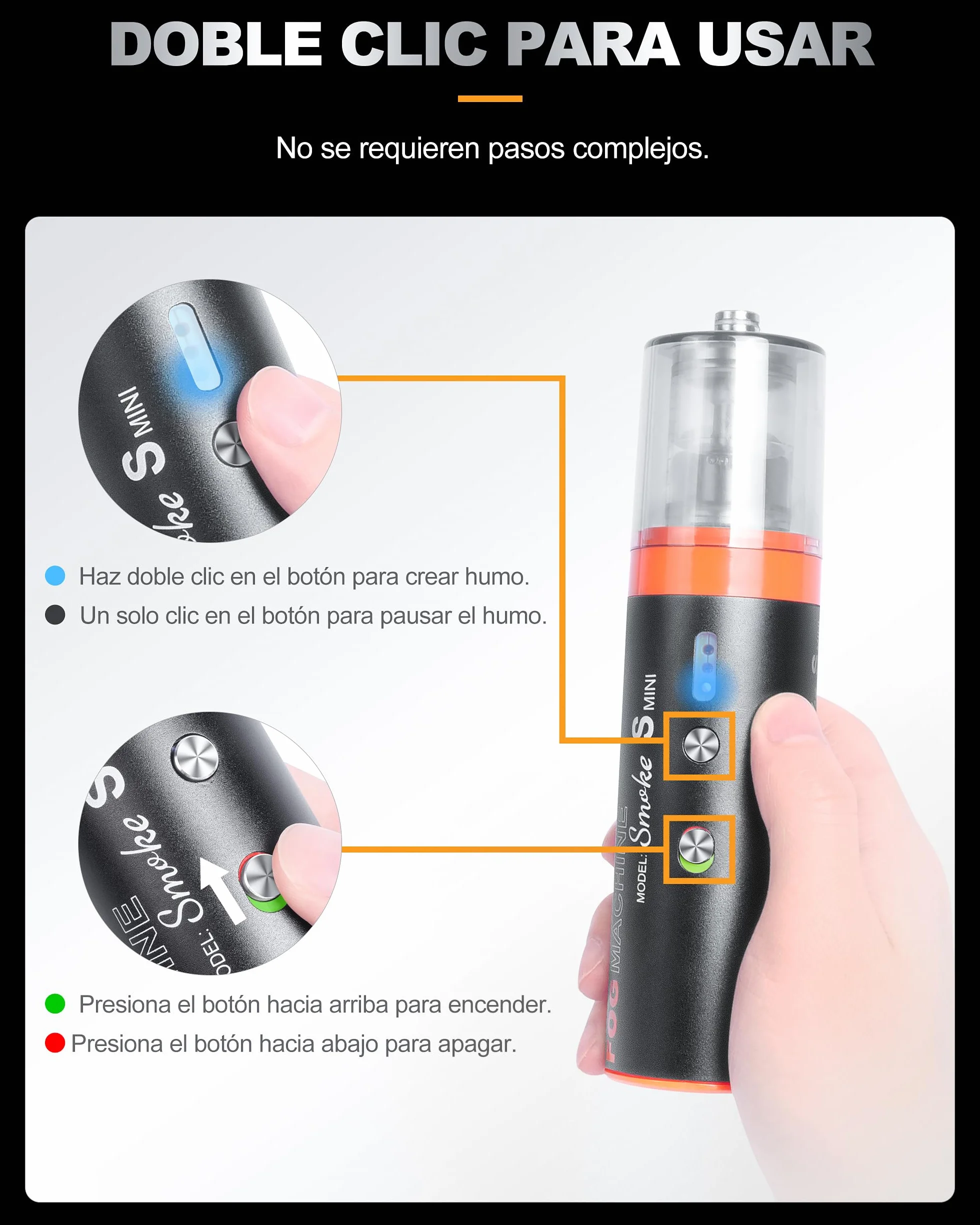 LENSGO Maquina de Humo Portatil con 60ml Líquido, Remoto Inalámbrico, Alimentado por Batería, Maquina de Niebla para Fotografía, Fiestas, Halloween, Bodas,Escenario, Smoke Mini