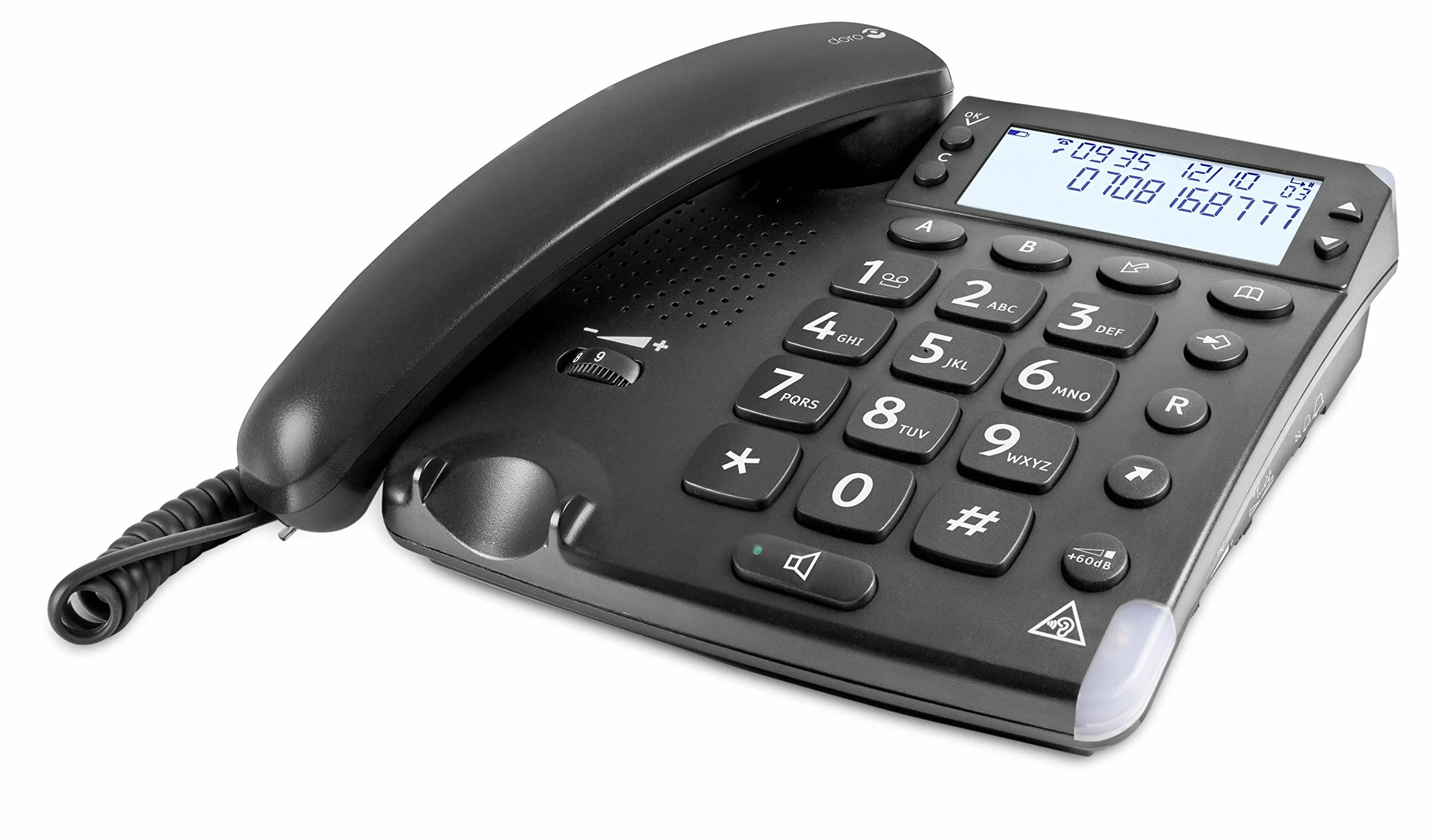Doro Magna 4000 Teléfono Fijo con Cable para Personas Mayores Teclas Espaciadas Pantalla Grande Sonido Amplificado Negro