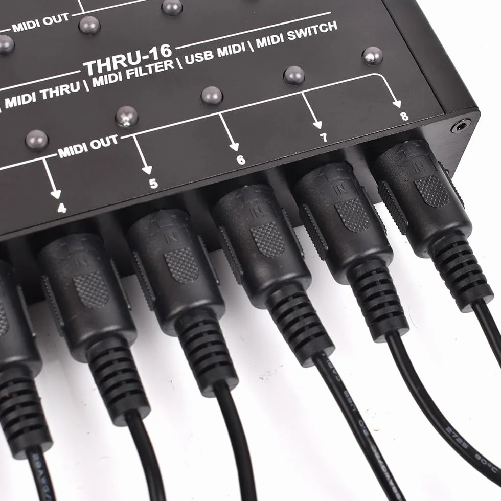 MIDI THRU-16 Box Filter & Switch 1 MIDI Input into 16 MIDI outputs and each MIDI output can edit MIDI filters(THRU-16)