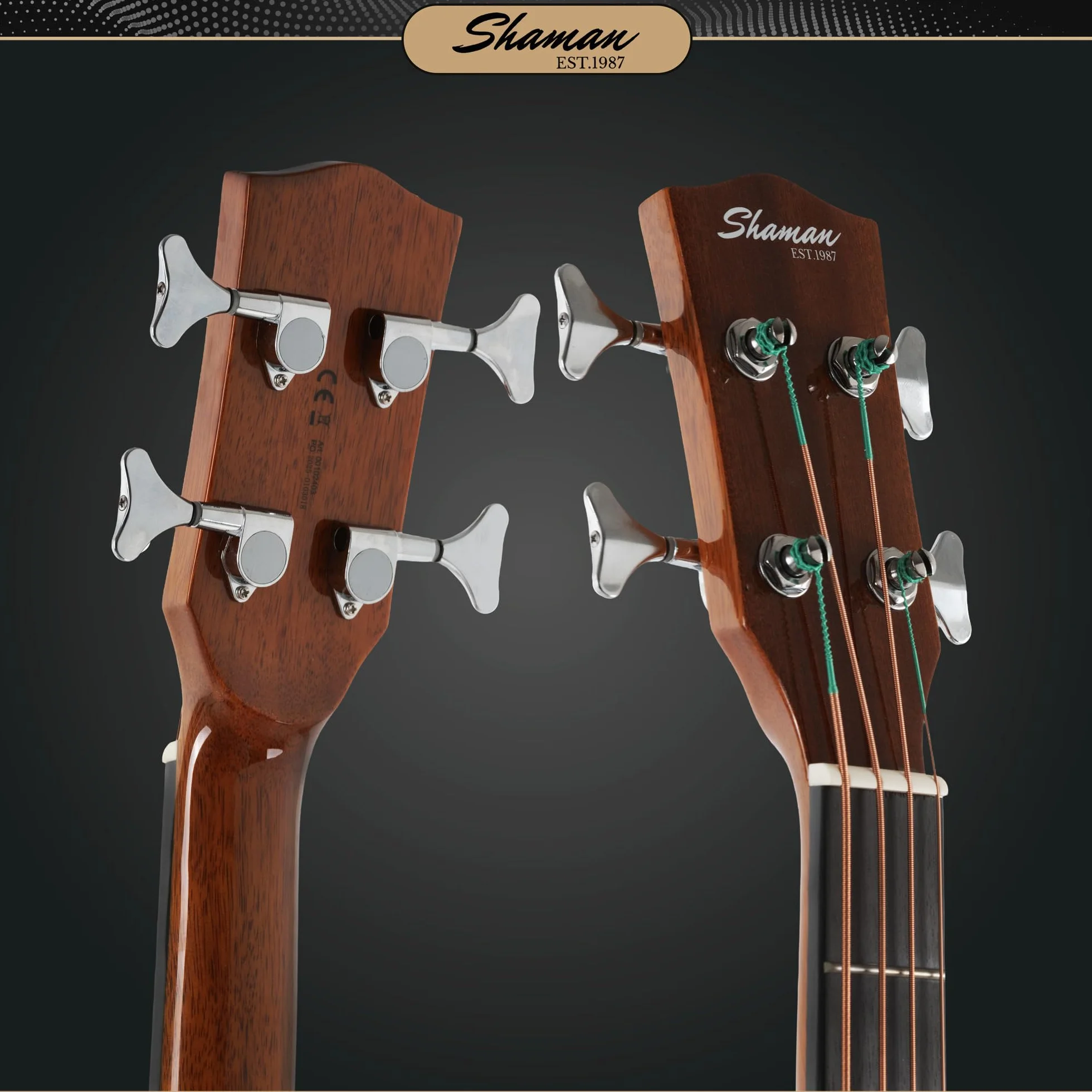 Shaman AB4-50CE Bajo acústico de 4 cuerdas - Tapa de abeto con cuerpo de caoba - Pastilla integrada con preamplificador y ecualizador de 2 bandas - Escala 34" - Acabado brillante - Natural