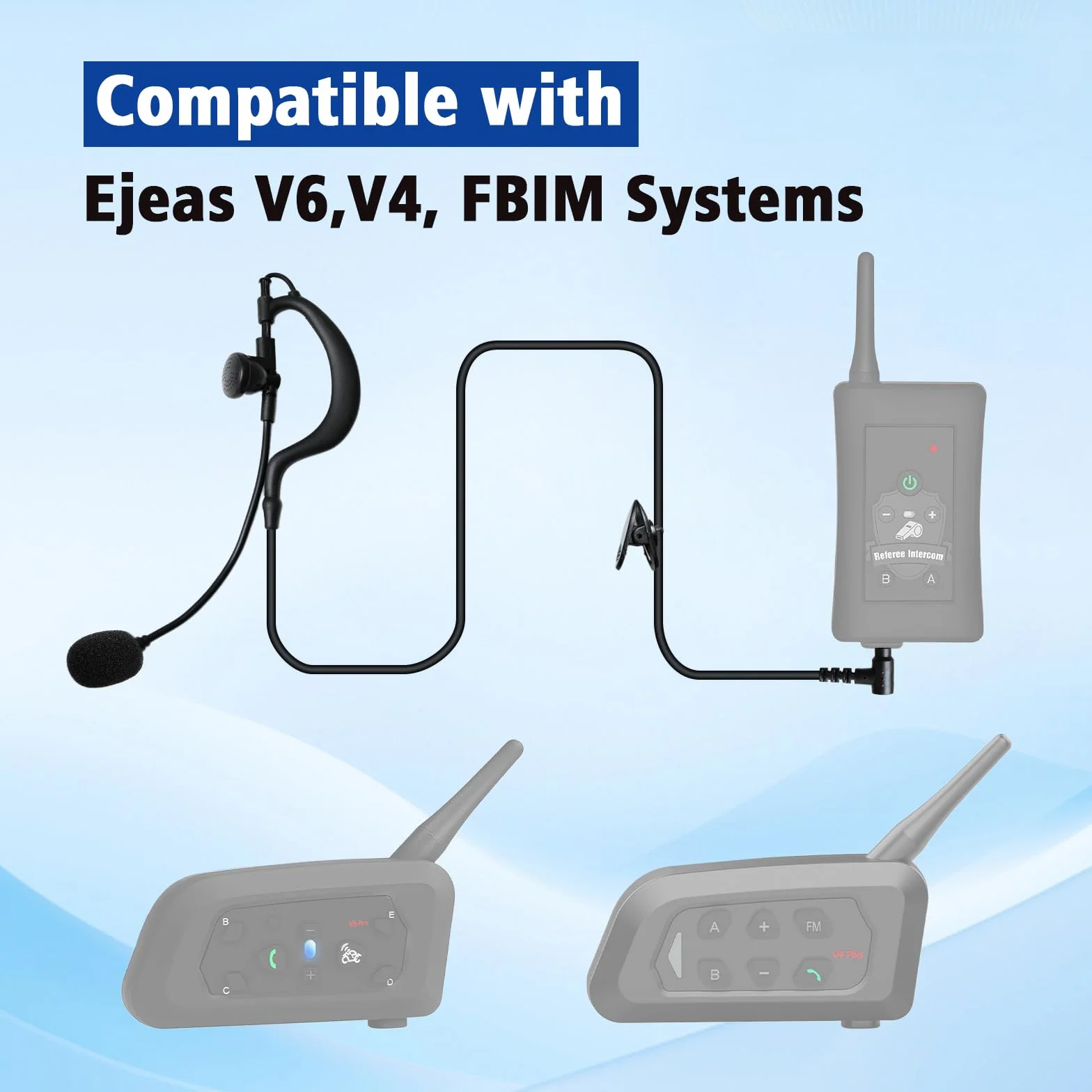 V6 V4 - Auriculares de comunicación de árbitro con Conector Jack de 3,5 mm, con Cable, fútbol, Hockey, Voleibol, Balonmano, Entrenador, Juez, intercomunicador, Radio, Auriculares compatibles