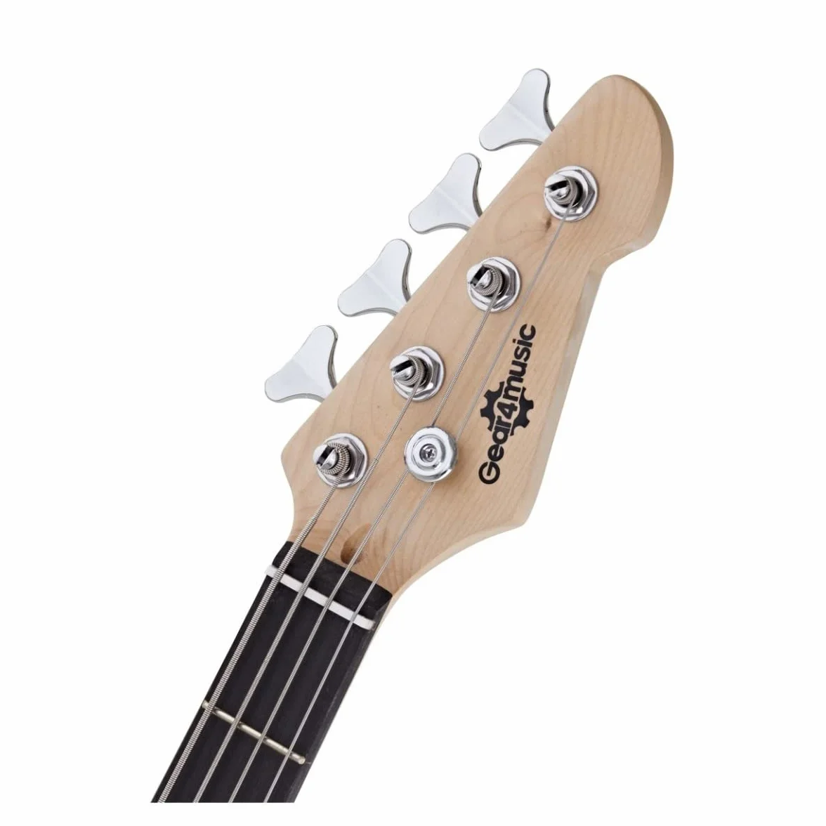 Gear4music Guitarra de bajo Full Size con funda de transporte Correa de cable LA Natural
