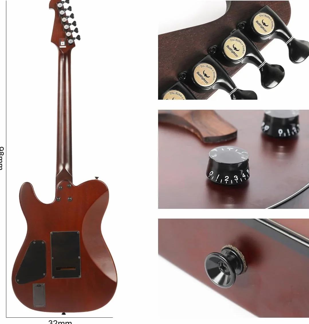 Guitarra acústica silenciosa con pastillas integradas portátil, eléctrica y acústica guitarra clásica para músico viajero y principiante incluye: funda, correa, cuerdas de acero, cable y púas (Marrón)