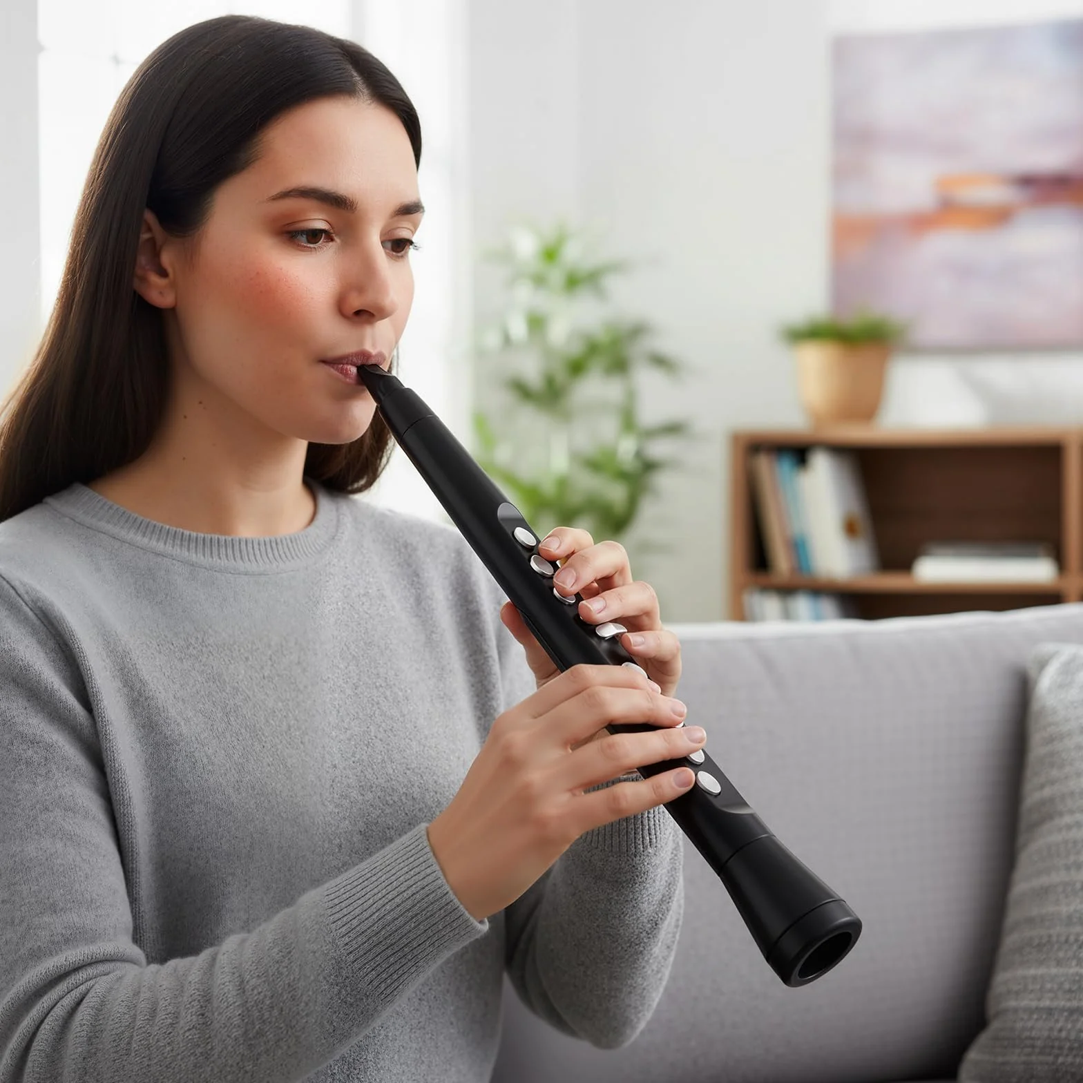 KOMFOTEU Juego de Instrumento de Viento Digital Portátil, Saxofón Electrónico con 100 Sonidos, MIDI Inalámbrico, Altavoz HIFI, Rango de 4 Octavas y 2 Digitaciones, Instrumento Recargable
