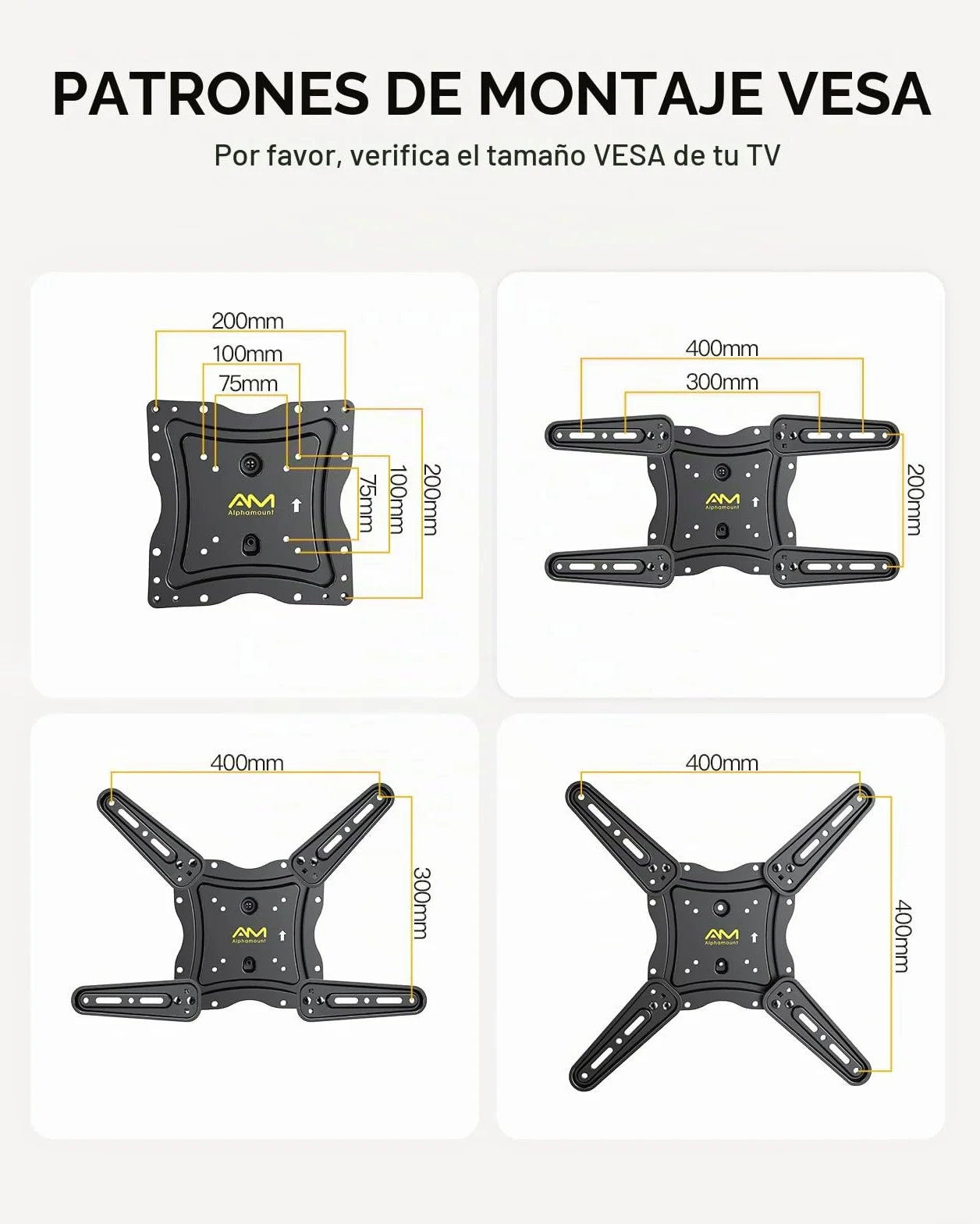 Alphamount Soporte TV Pared para Televisores Planos y Curvos de 26-60 Pulgadas, Soporte TV Inclinable y Giratorio con Brazos Retráctiles y Extensibles, hasta 35kg, Máx. VESA 400x400mm
