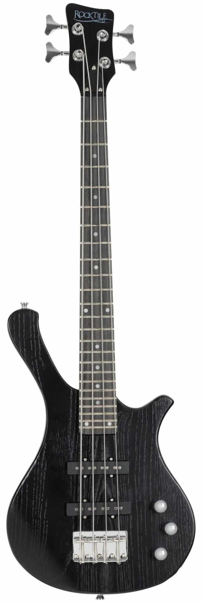 Rocktile TB-4 MBK Traveler Bajo Eléctrico - Bajo eléctrico de 4 cuerdas en formato de viaje - Cuerpo: Aliso, Mástil: Arce - Diapasón: Technical Ebony - 2 pastillas single coil - Negro mate