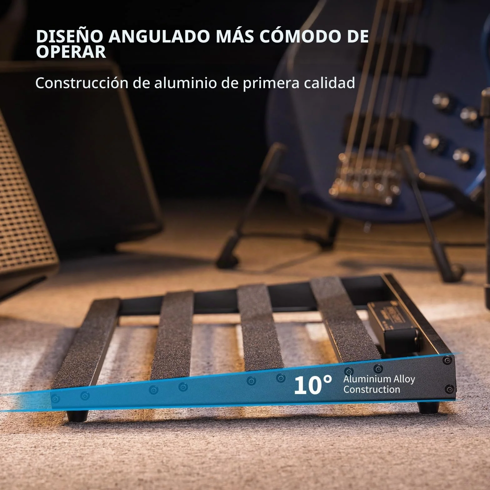 LEKATO Pedalera con Fuente de Alimentación Incorporada, Pedalera de Efecto Grande de 19,1*12,2*1,8 Pulgadas,Juego de Pedalera de Aleación de Aluminio con Bolsa de Transporte,Cables de Pedal,adhesivo