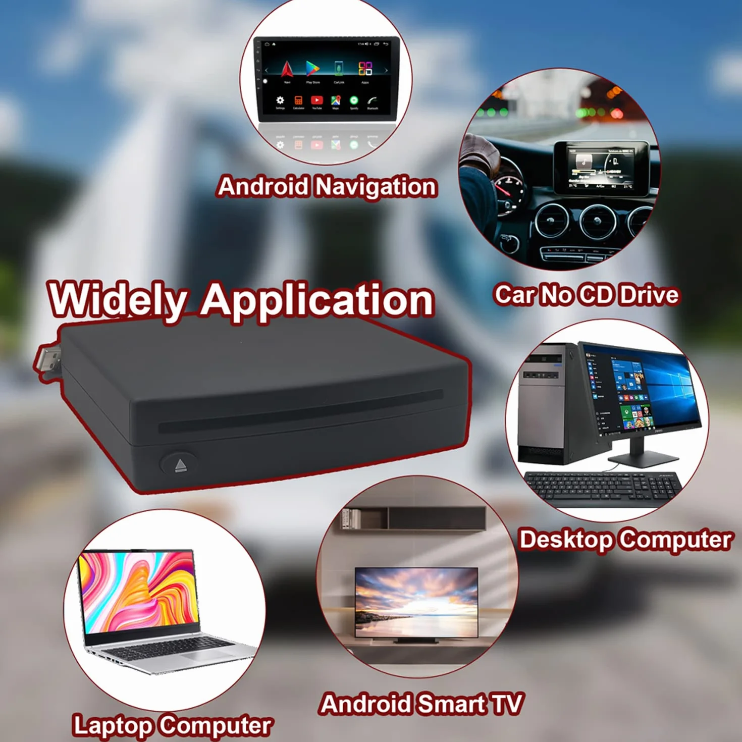Reproductor de CD universal externo USB para coche con navegación Android