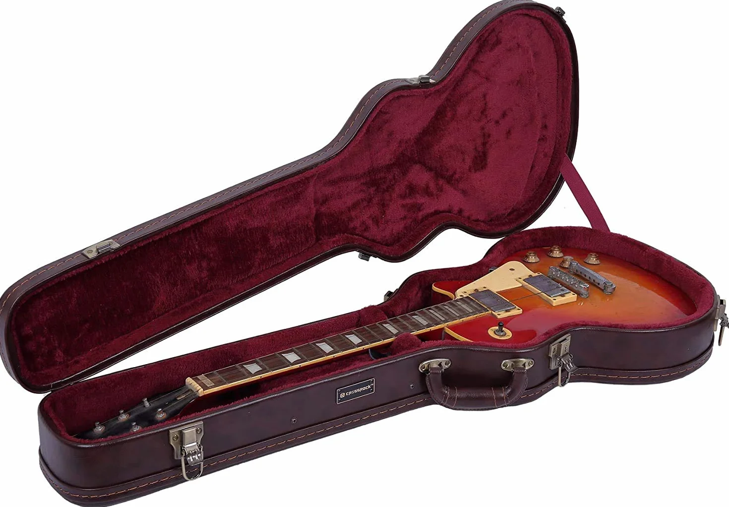 Crossrock CRW620LBR CRW620LBR CRW620LBR - Maletín de Madera para Guitarra eléctrica Les Paul, Color marrón