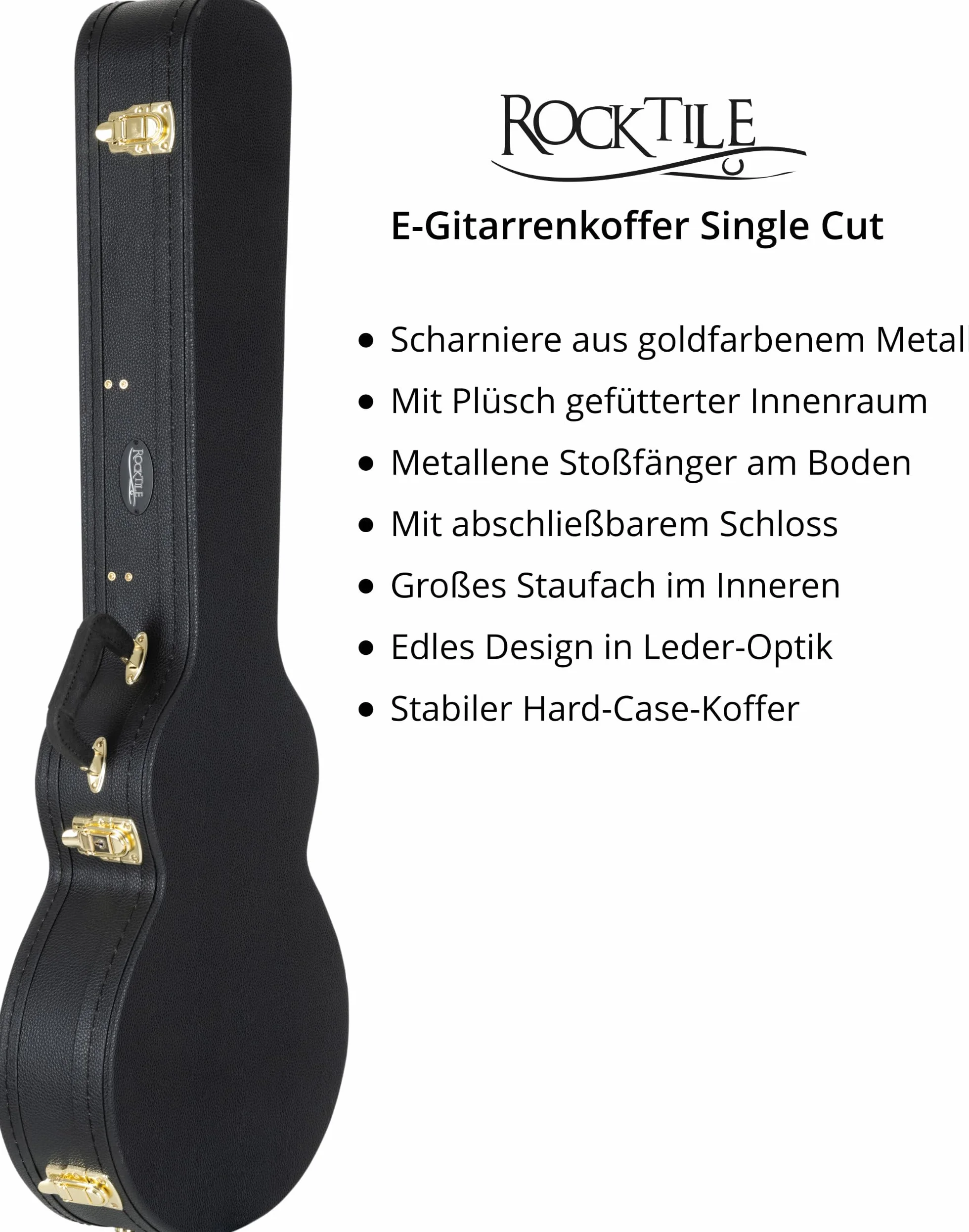 ROCKTILE Estuche para Guitarra Eléctrica Estilo Single Cut - Estuche rígido Resistente con diseño clásico