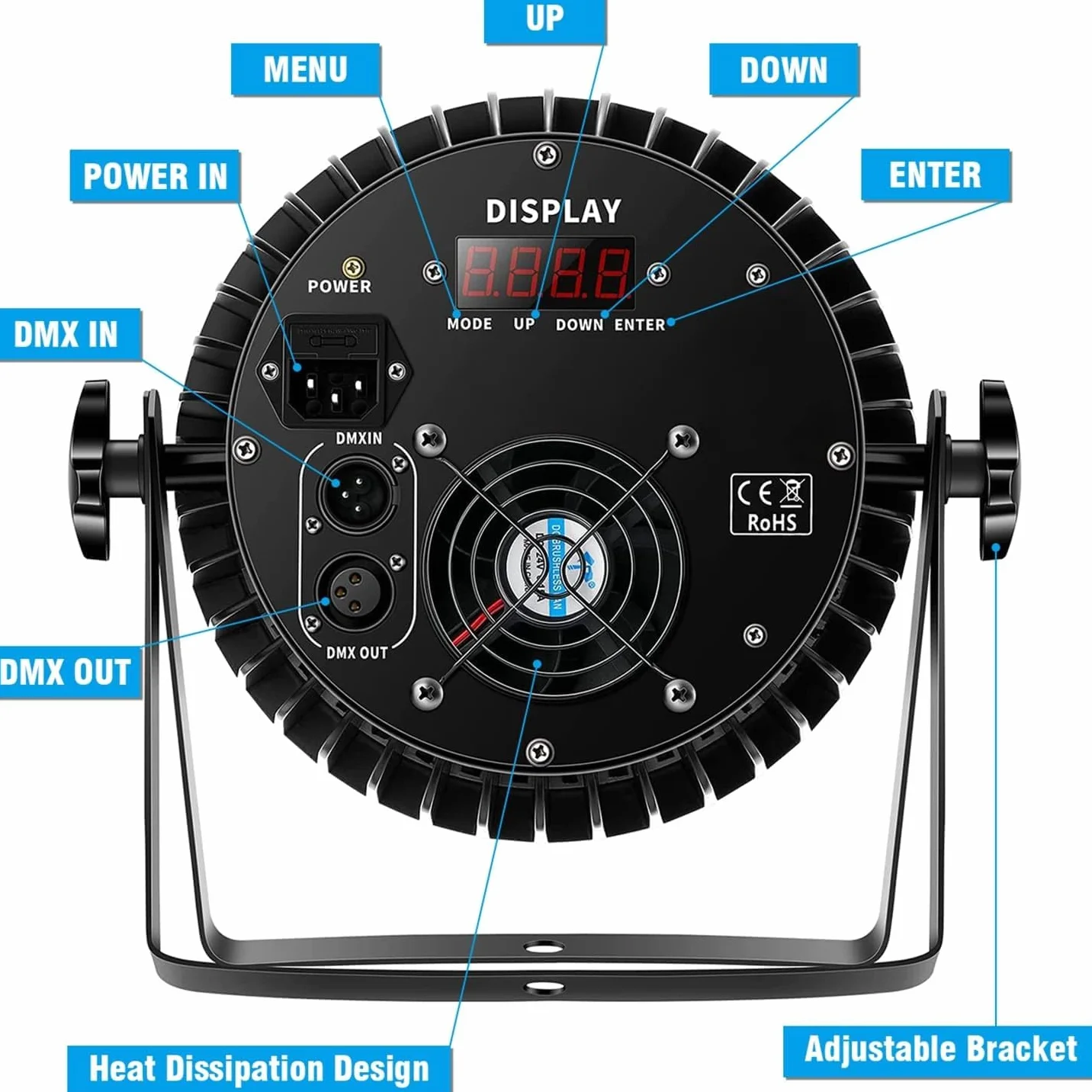 U`King 200W LED par Luces de Escenario RGBW Luces Discoteca de Control de Sonido Alto Brillo Multi Cambio de Color Karaoke/Boda/Disco/Escenario/Fiesta/Club/Bar Iluminación(1 unidad)
